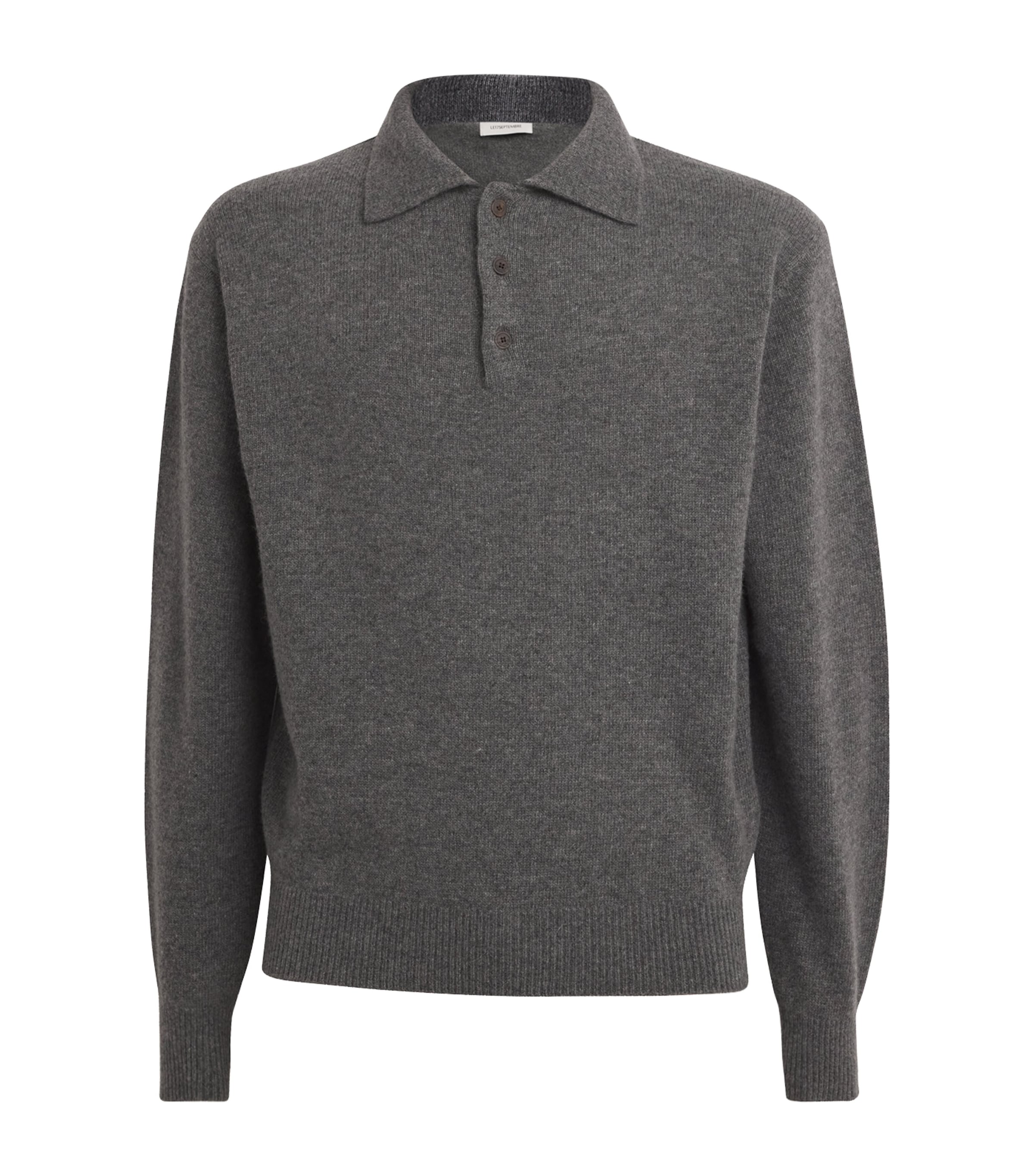 Shop Le 17 Septembre Knitted Polo Shirt In Grey