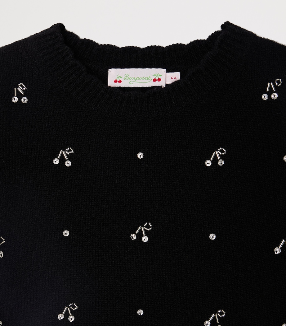 Wool-Cashmere Short-Sleeve Sweater (10-14 Years) NOIR Image 3