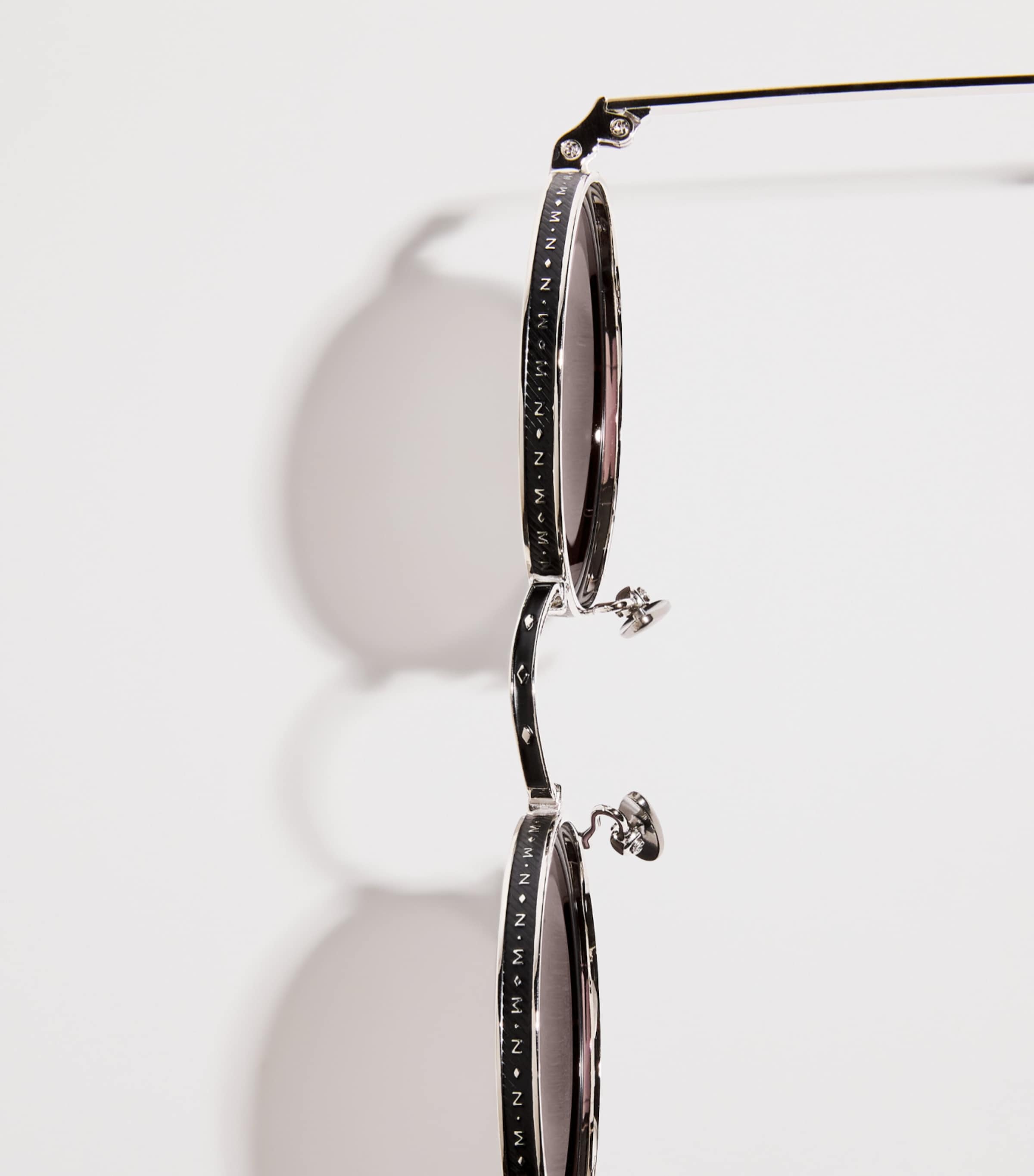 Matsuda M3100 Round Sunglasses Pldm Wht Mat Blk Gry Image 5