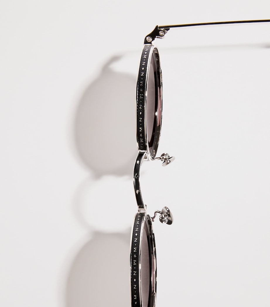 Matsuda M3100 Round Sunglasses Pldm Wht Mat Blk Gry Image 5