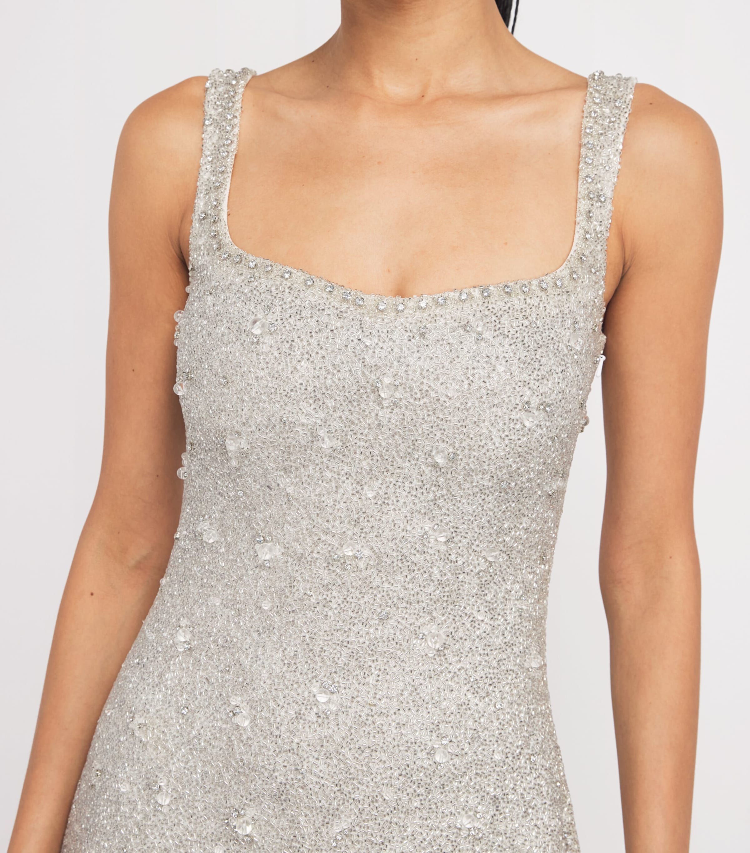 Crystal Square-Neck Mini Dress SILVER Image 4