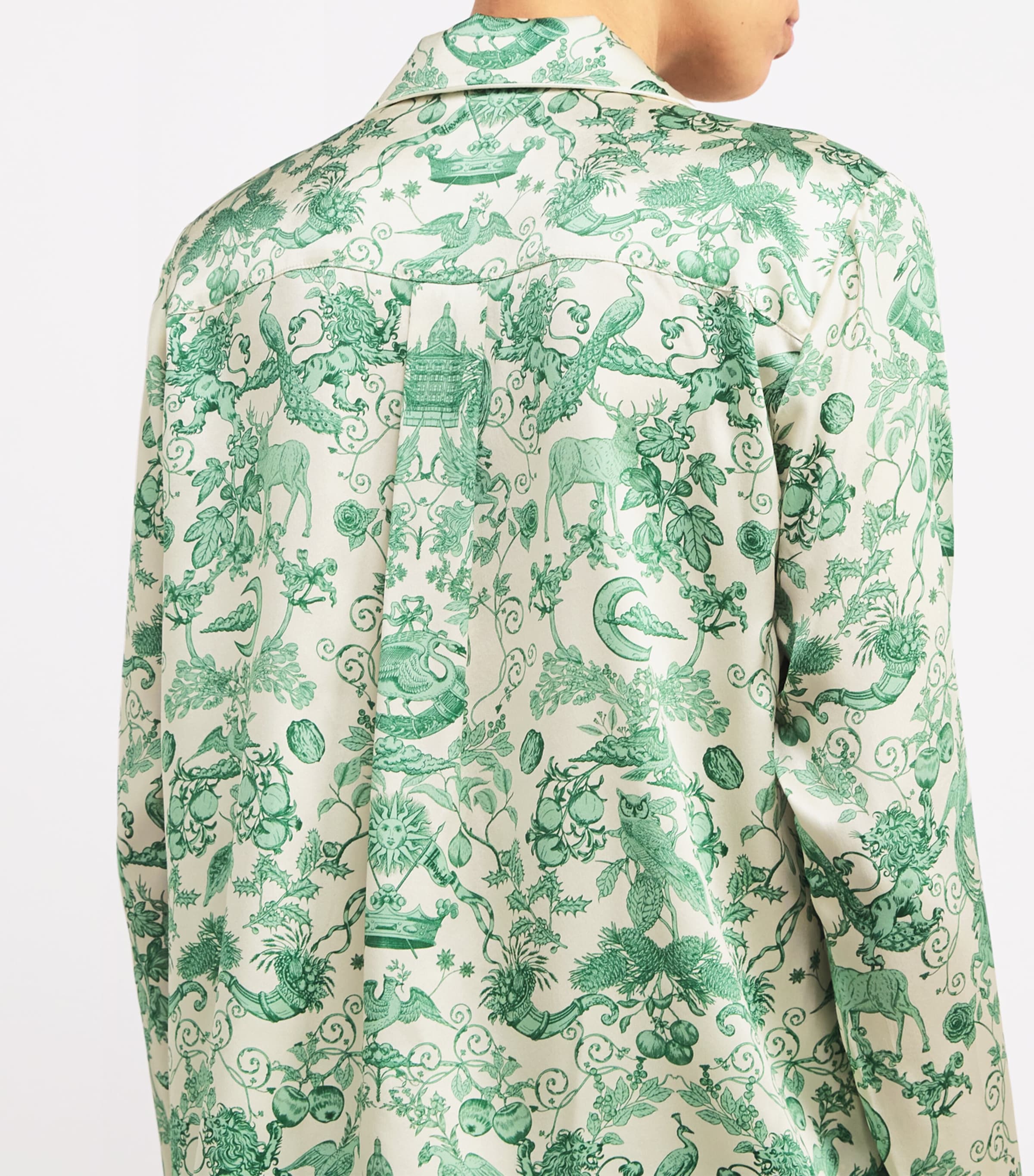 Silk Menagerie Print Pyjama Set HARRODS GREEN Image 4