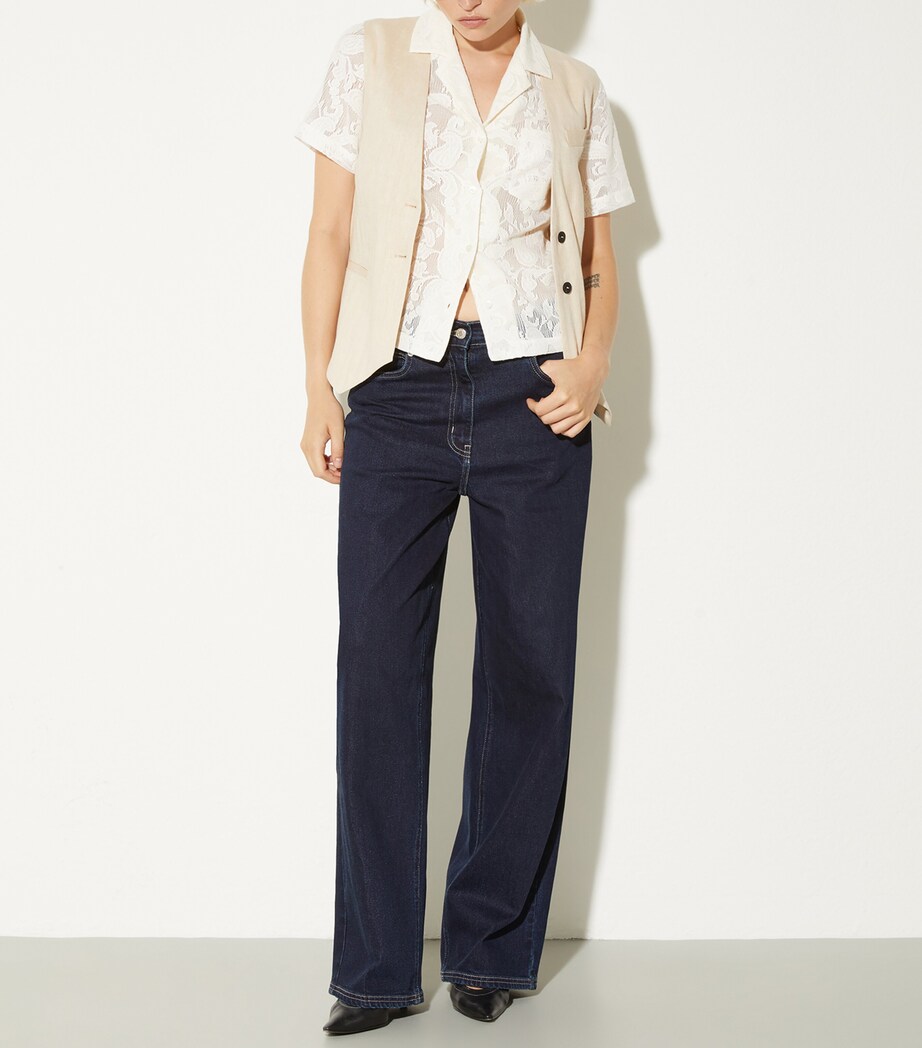 MAX&Co. Womens Paisley Knit Shirt Milk Image 4