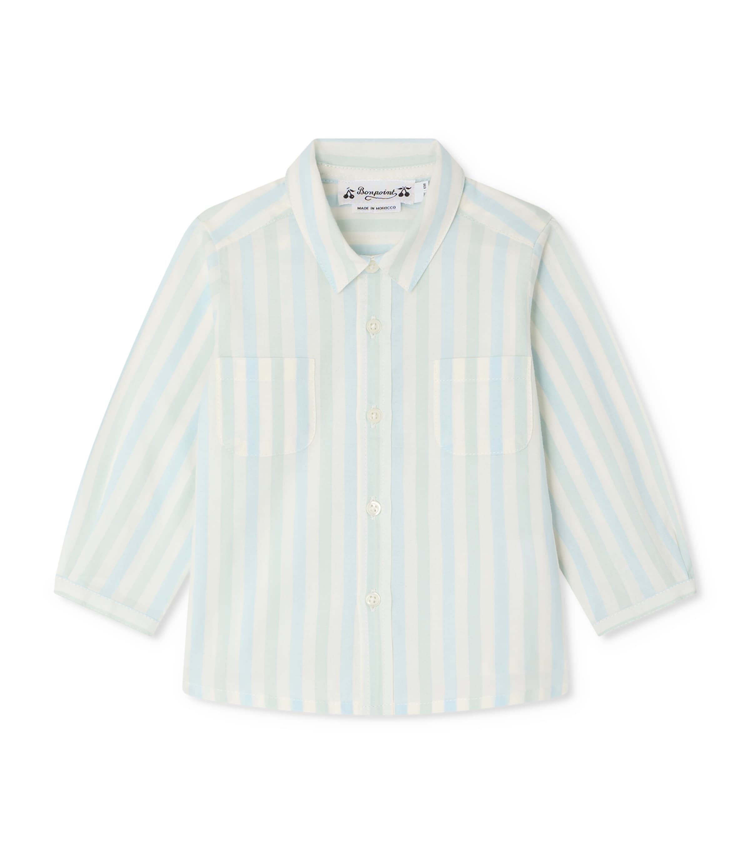 Bonpoint Cotton Stripe Lawson Shirt (6-18 Months) Ra Bleu Aqua Image 1
