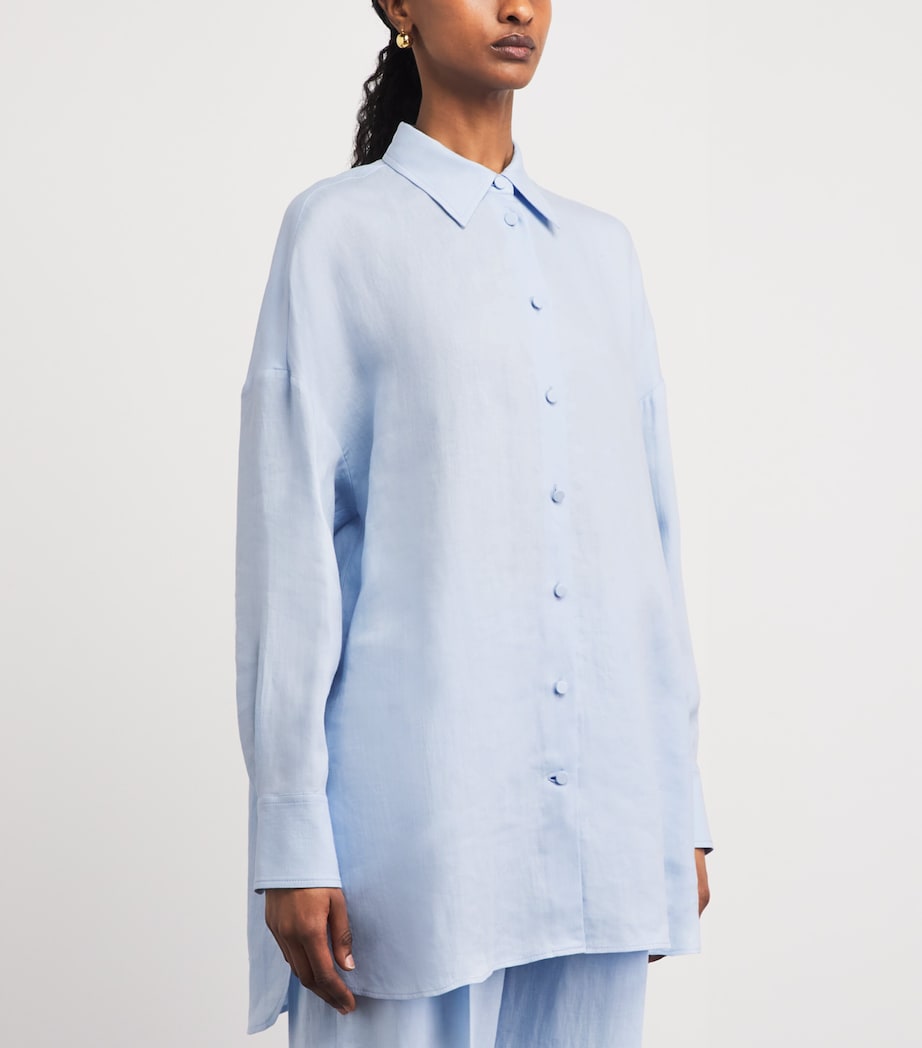 Agnona Womens Linen Long-Sleeve Shirt Light Blue Cloud Image 4
