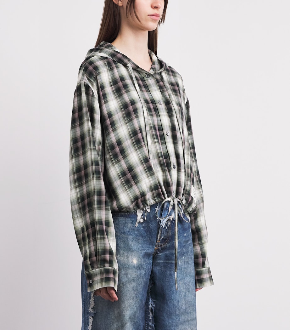 Acne Studios Womens Hooded Check Shirt Aig Black/green Image 4