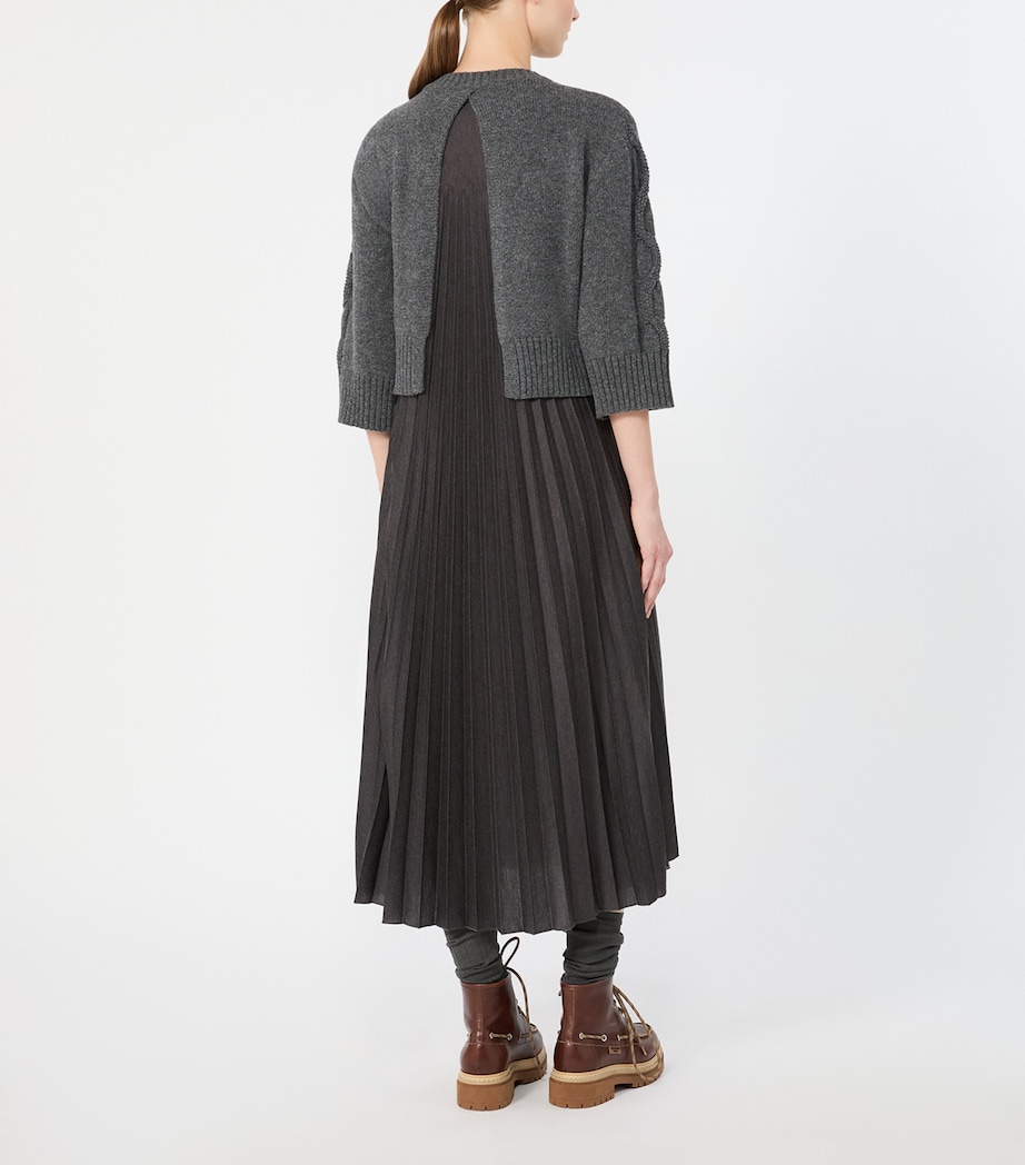 Weekend Max Mara Womens Jersey Midi Dress with Virgin Wool Sweater Dark Grey Image 4