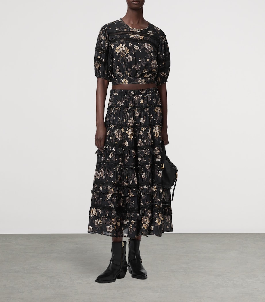 AllSaints Womens Floral Print Peony Top Vine Black Image 6