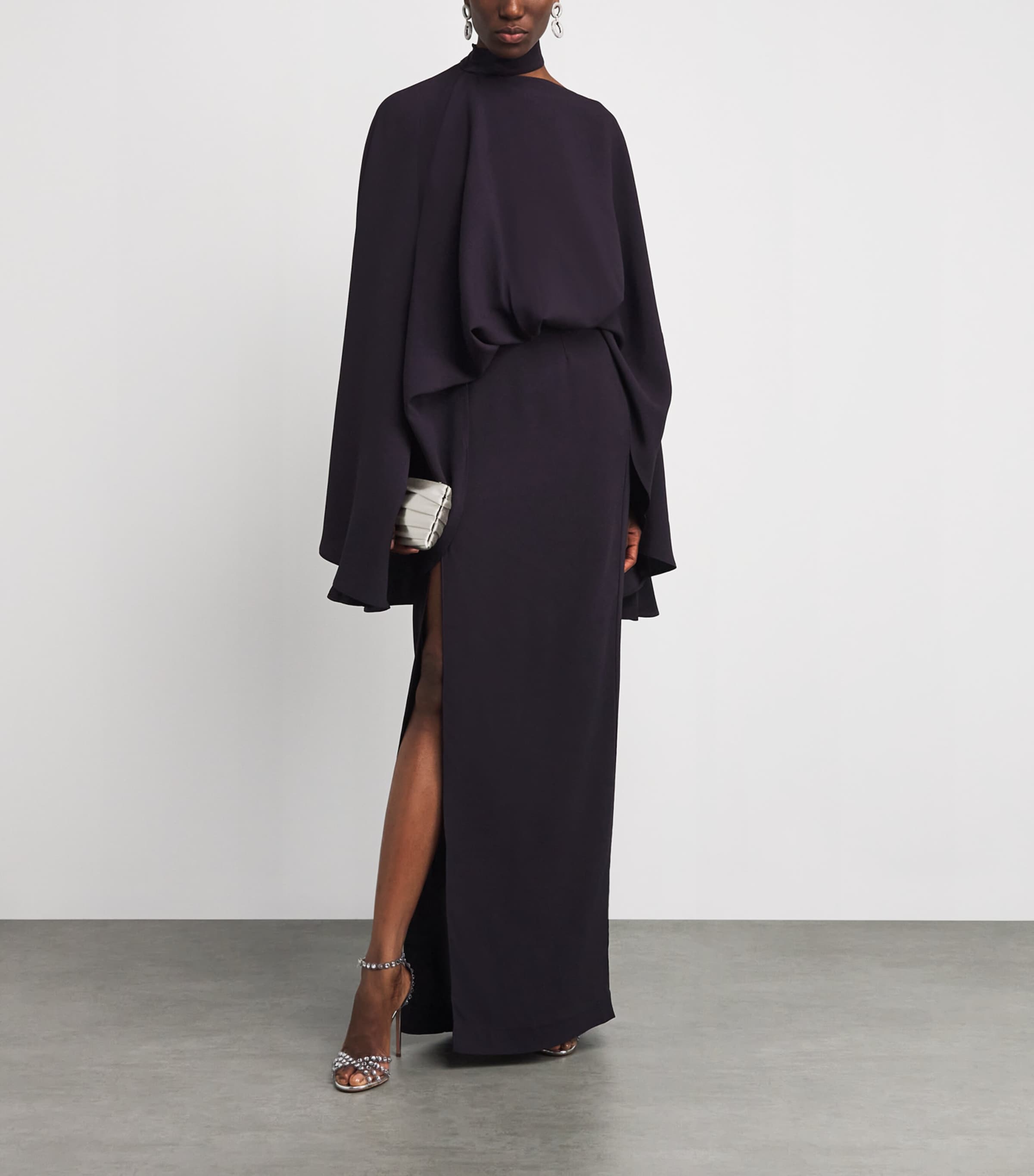 Crepe Cady Brooks Maxi Dress LIQUORICE Image 2