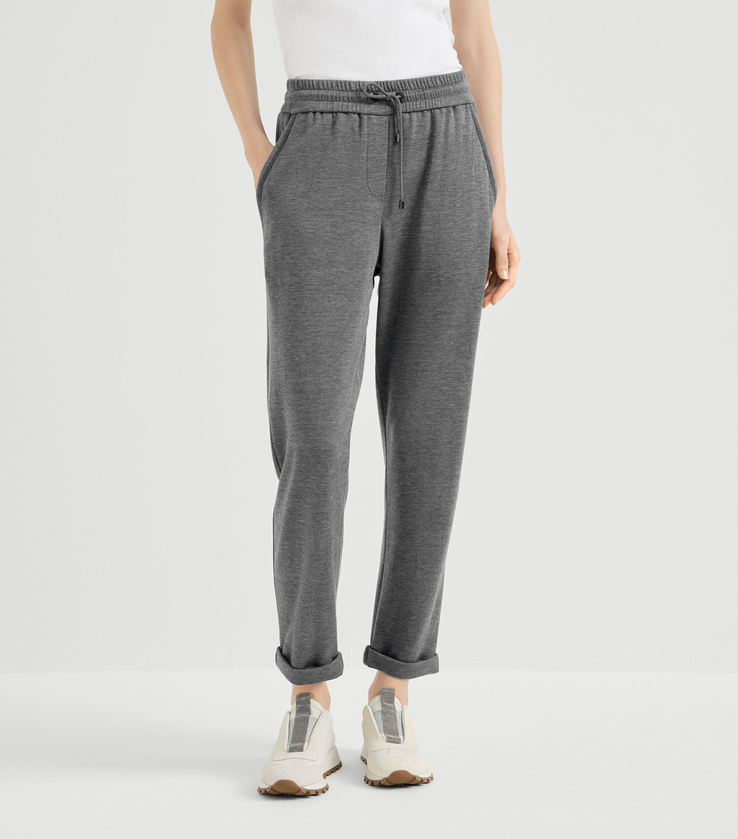 Brunello Cucinelli Womens Cotton-Silk Drawstring Trousers Image 4