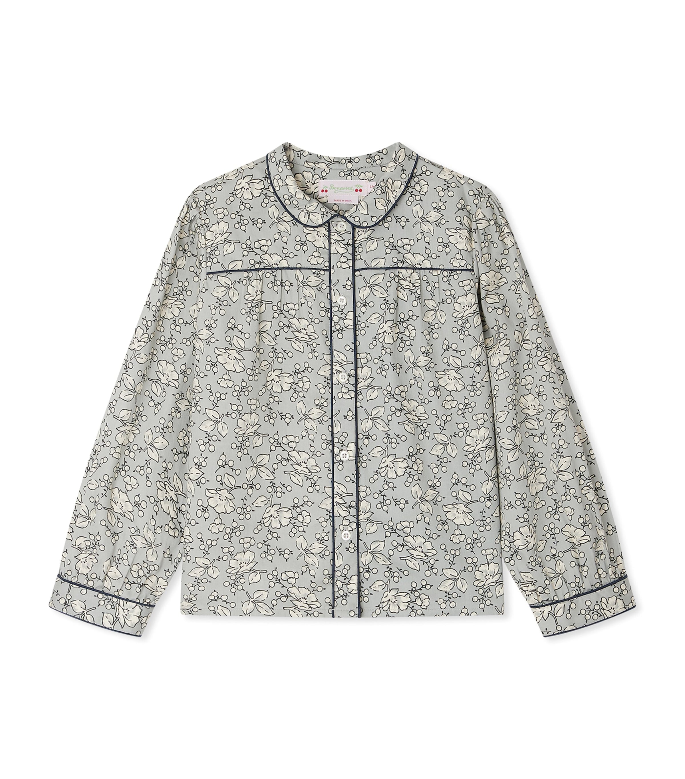 Bonpoint Cotton Floral Josseline Blouse In Gray