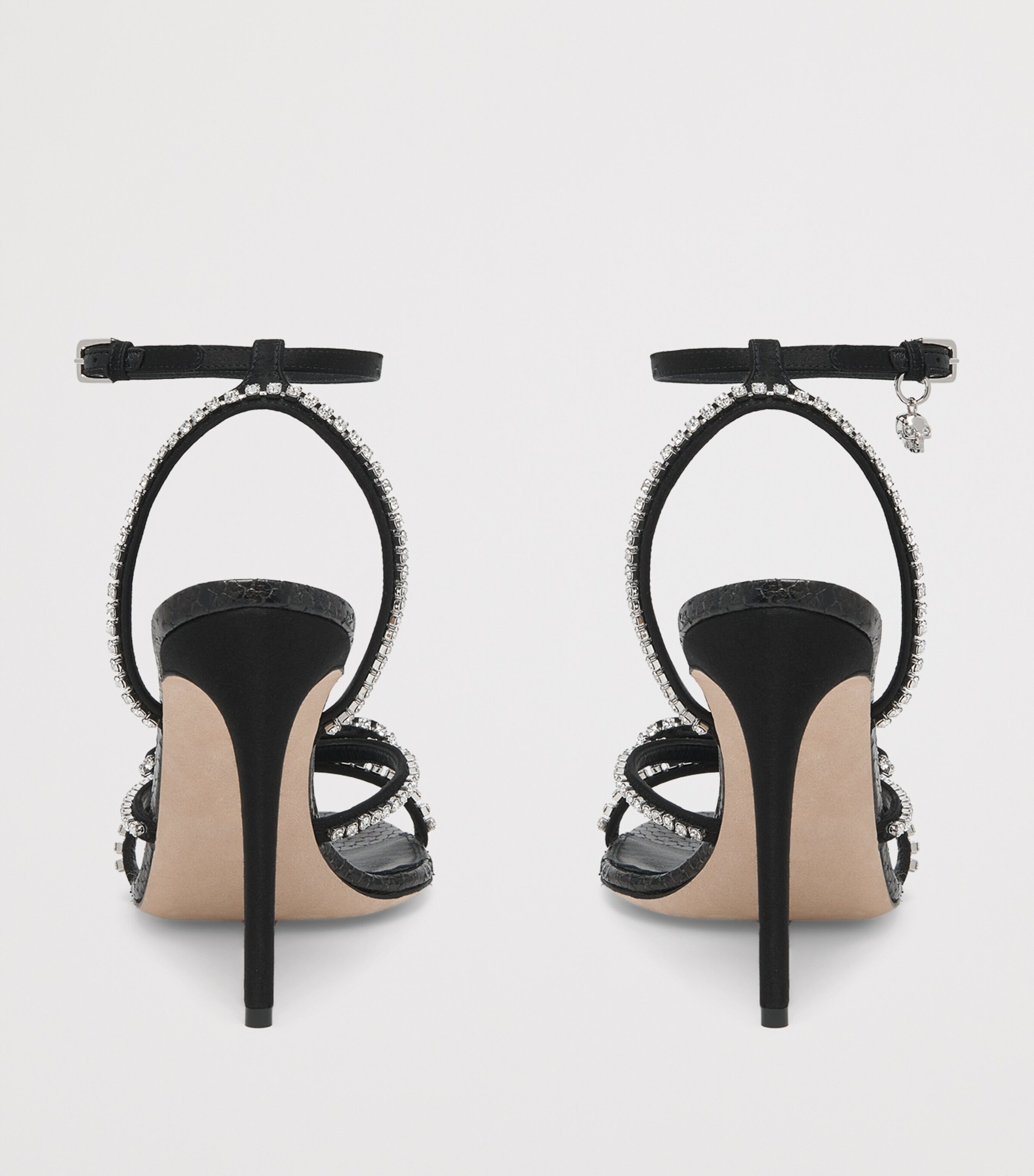 Leather Crystal Bow Heeled Sandals 105 1064 Image 3