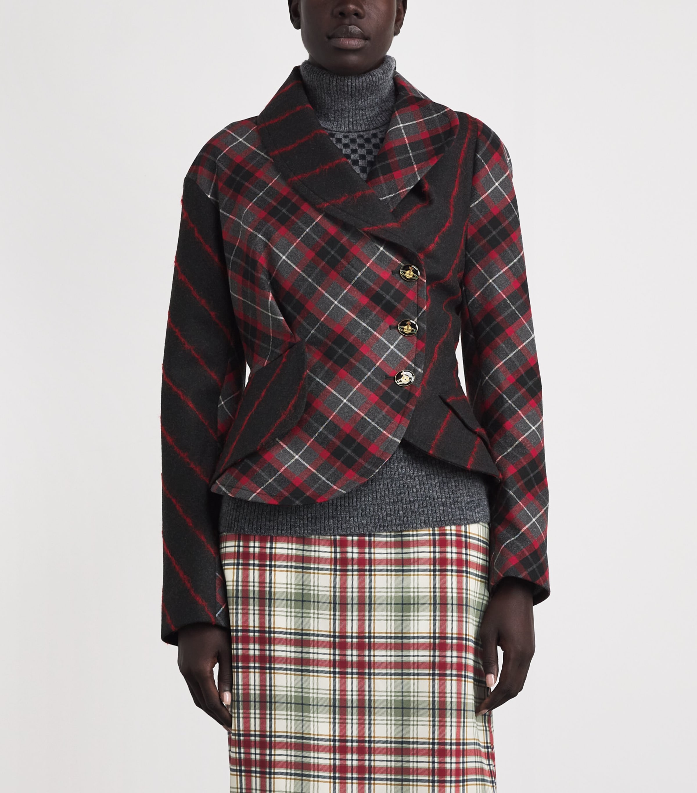 Vivienne Westwood Womens Wool Stormy Blazer Charcoal/red Image 4