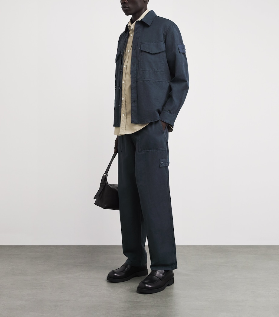 Stone Island Mens Cotton-Linen Ghost Fatigue Trousers Image 2
