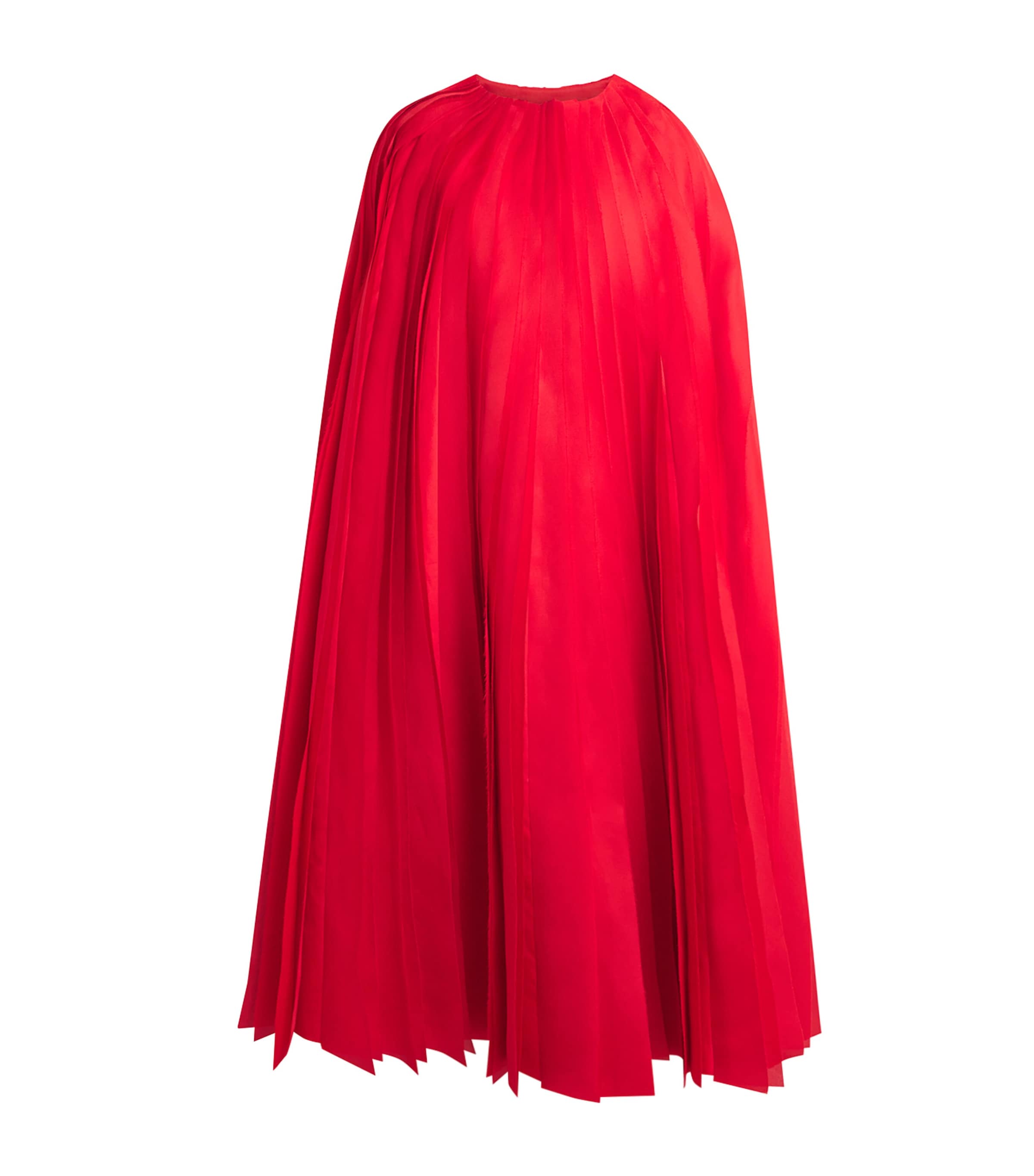 Yasmin Mansour Silk Gazar Pleated Cape In Red
