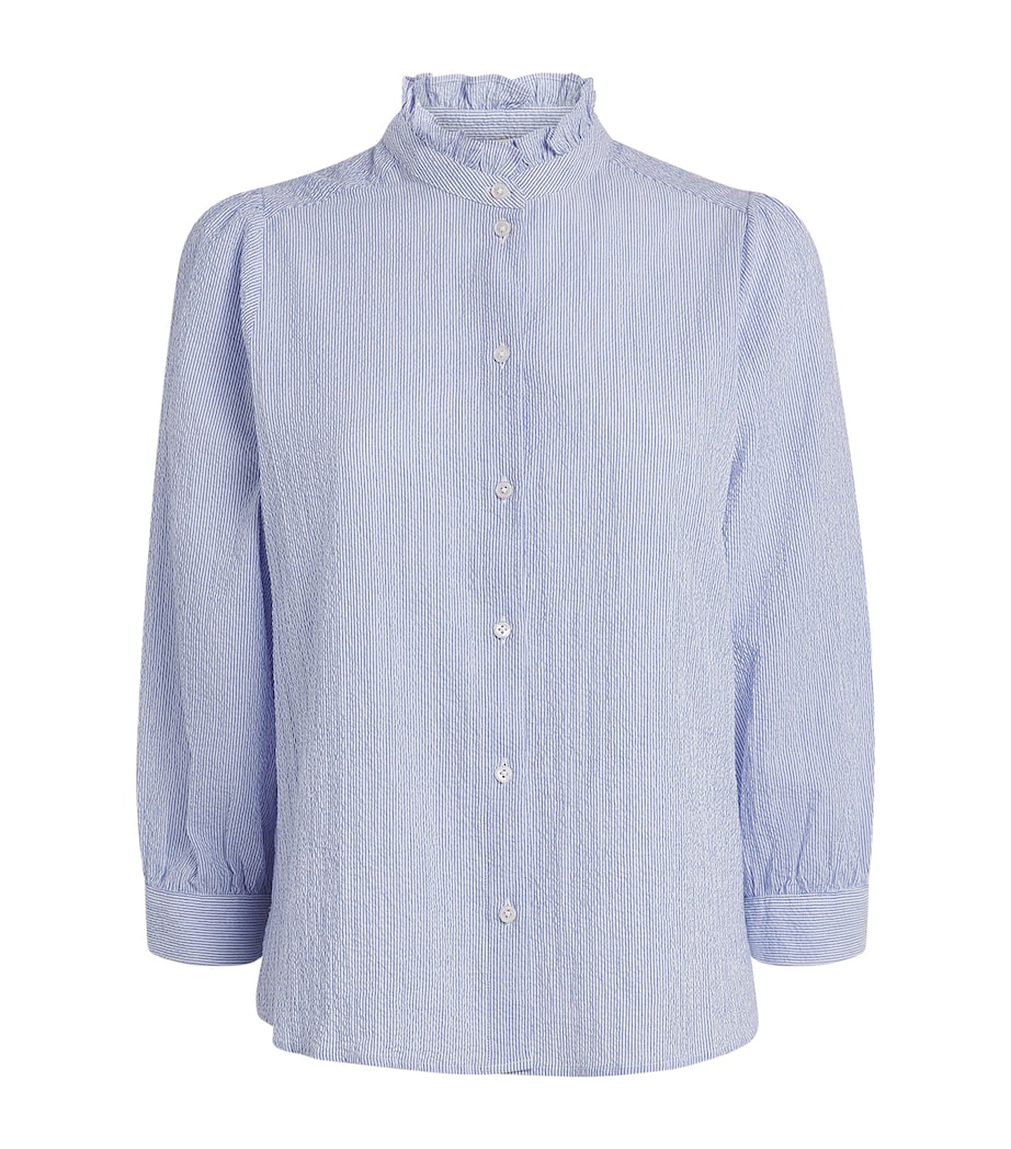 ME+EM Womens Seersucker Stripe Blouse Blue/soft White Image 1