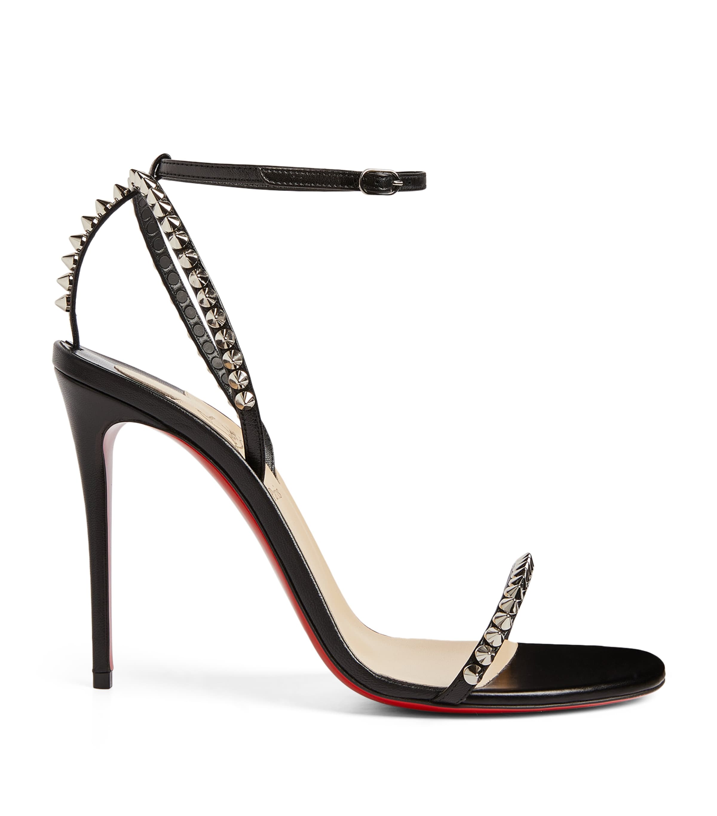Christian Louboutin So Me Spike Red Sole Sandals In Black