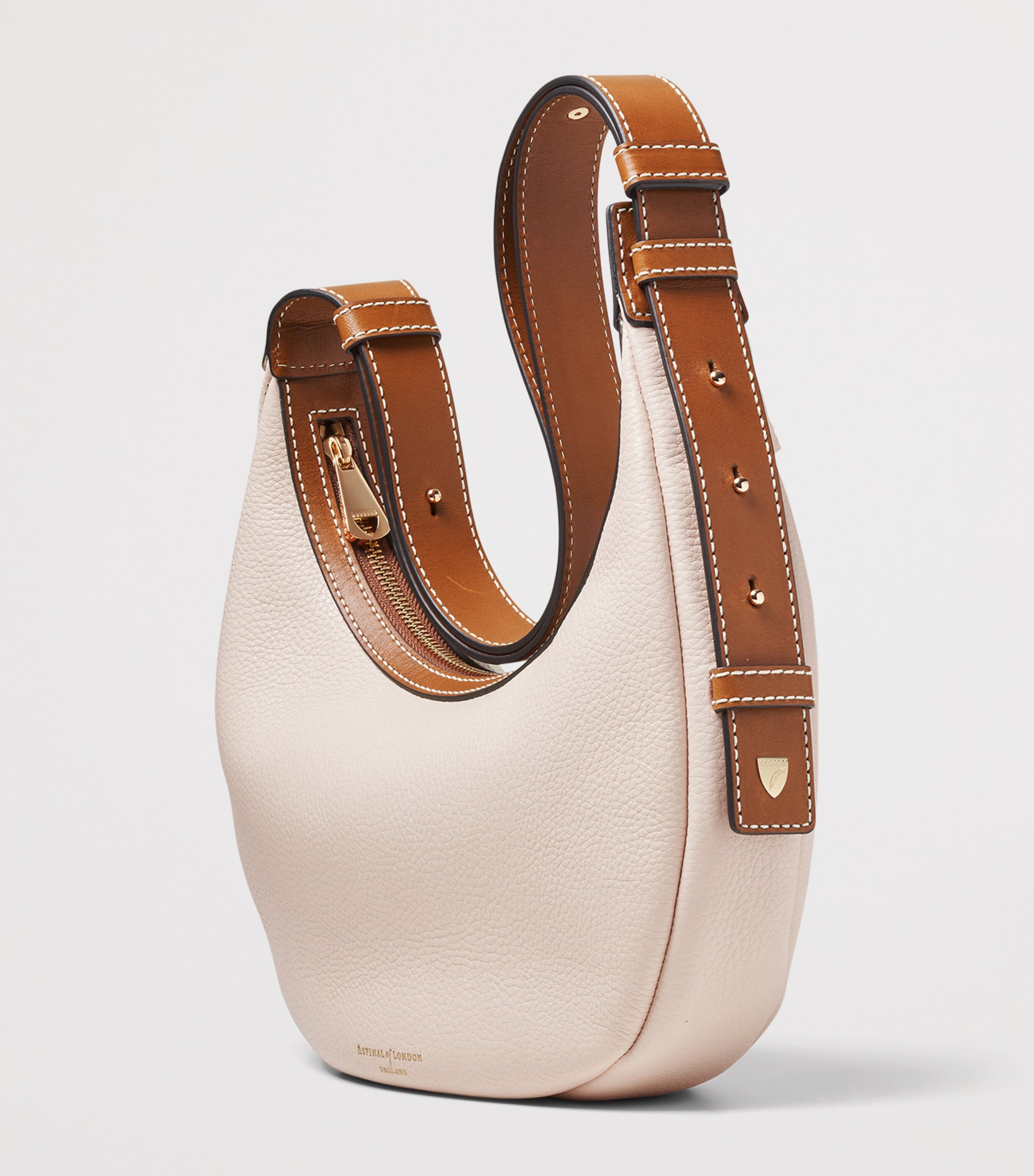 Aspinal Of London Small Leather Soho Crescent Shoulder Bag Neutral Image 3