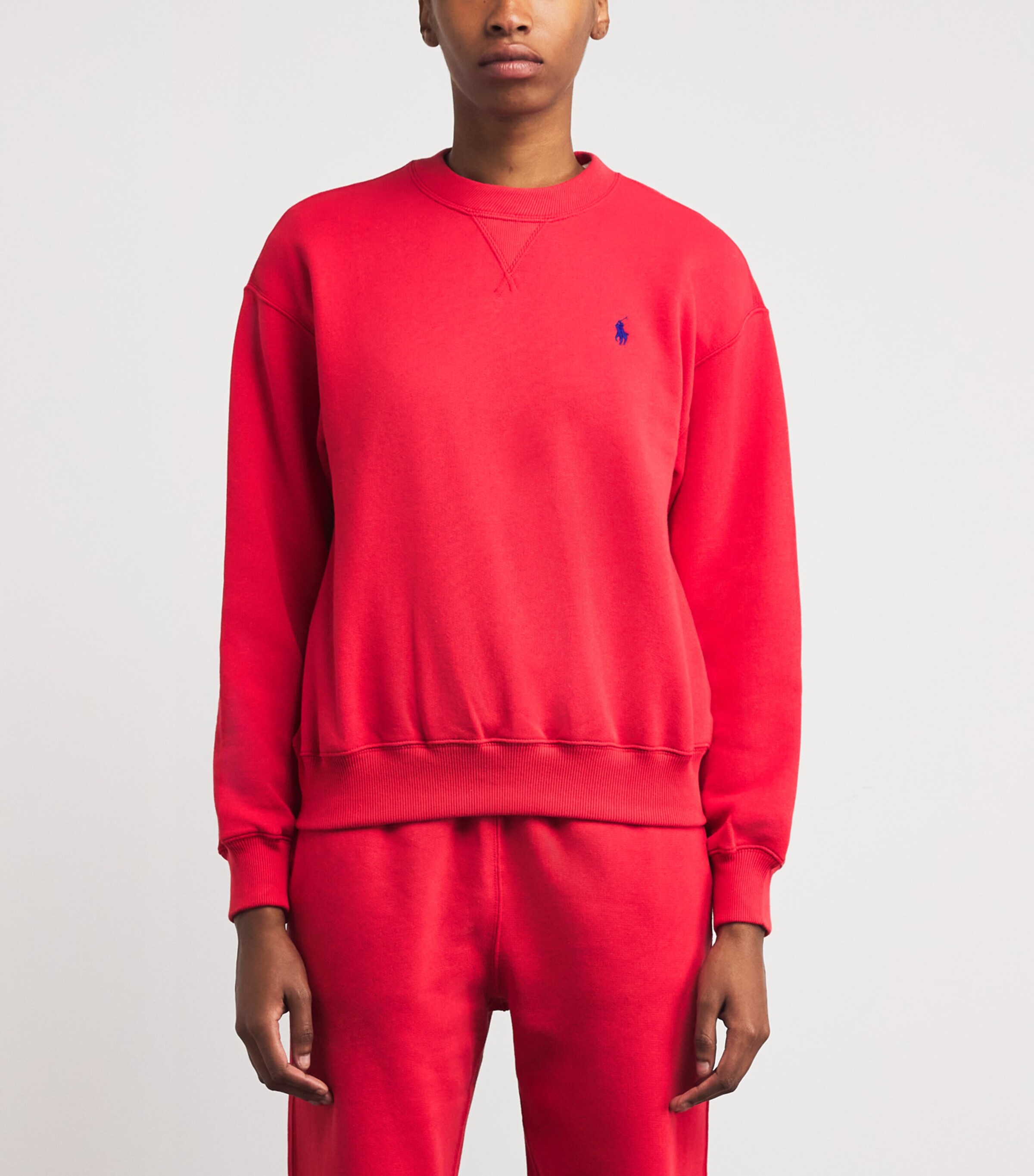 Cotton-Blend Polo Pony Sweatshirt DEEP ORANGEY RED Image 3