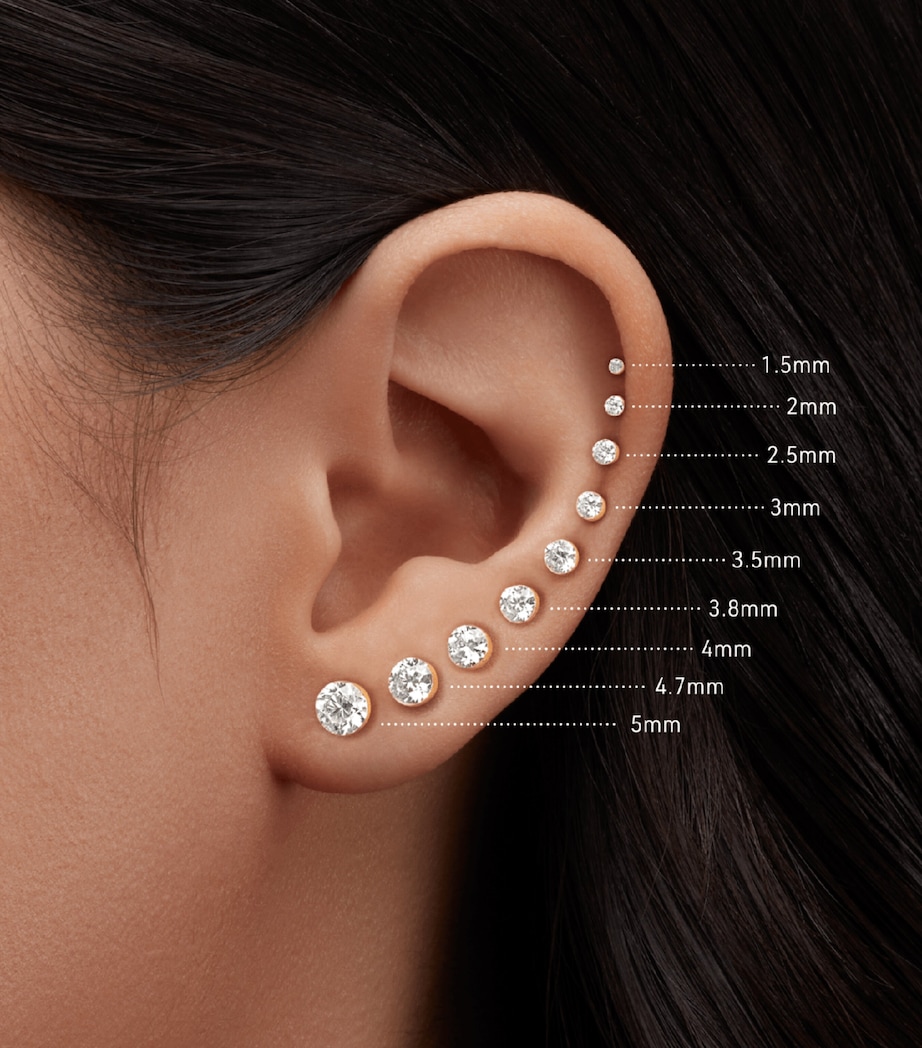 White Gold  Invisible Set Diamond Threaded Stud Earring (2mm) WHITE GOLD Image 2