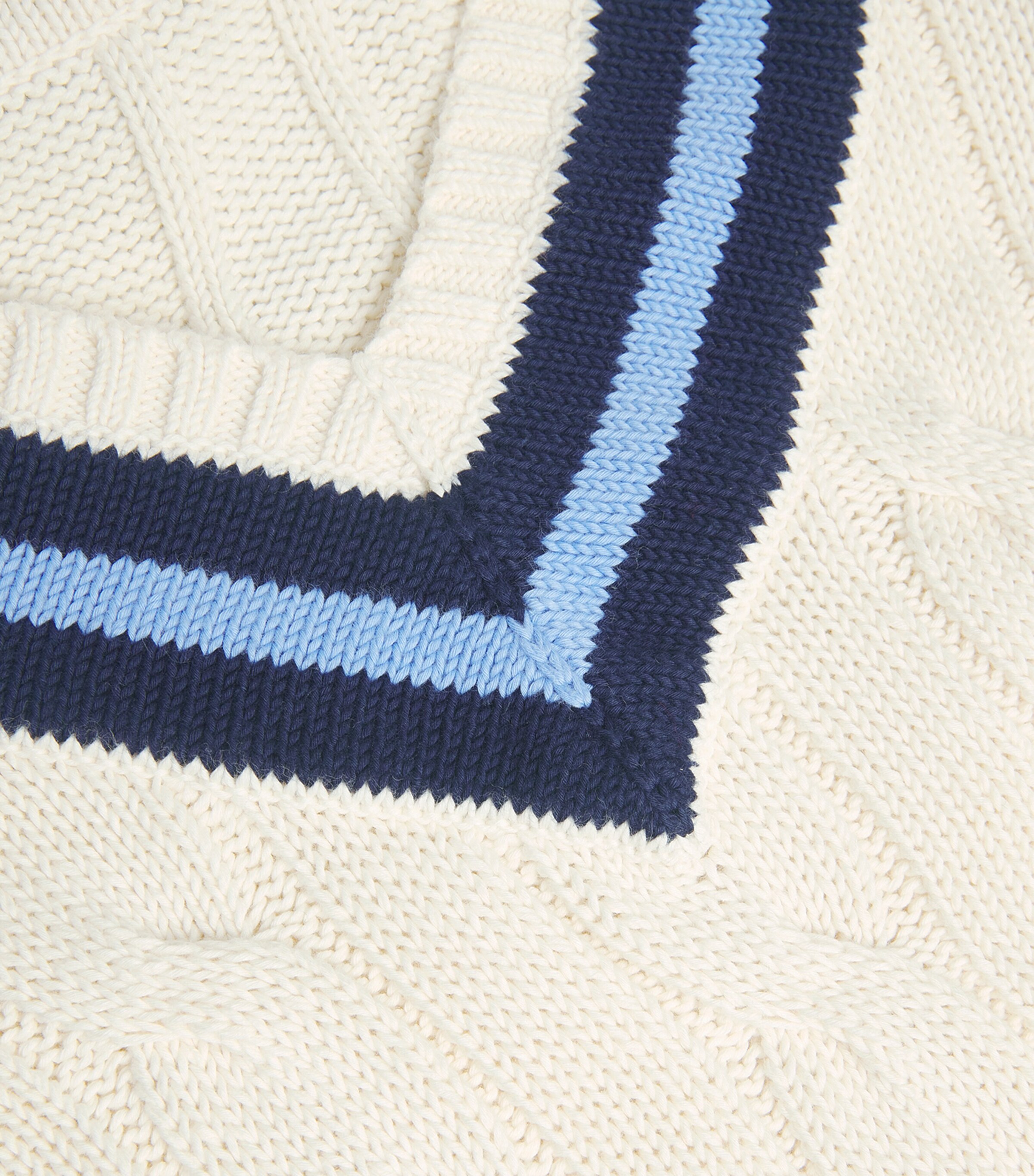 Polo Ralph Lauren Womens Cable-Knit Cricket Sweater Cream W/ Navy Stripe Image 5