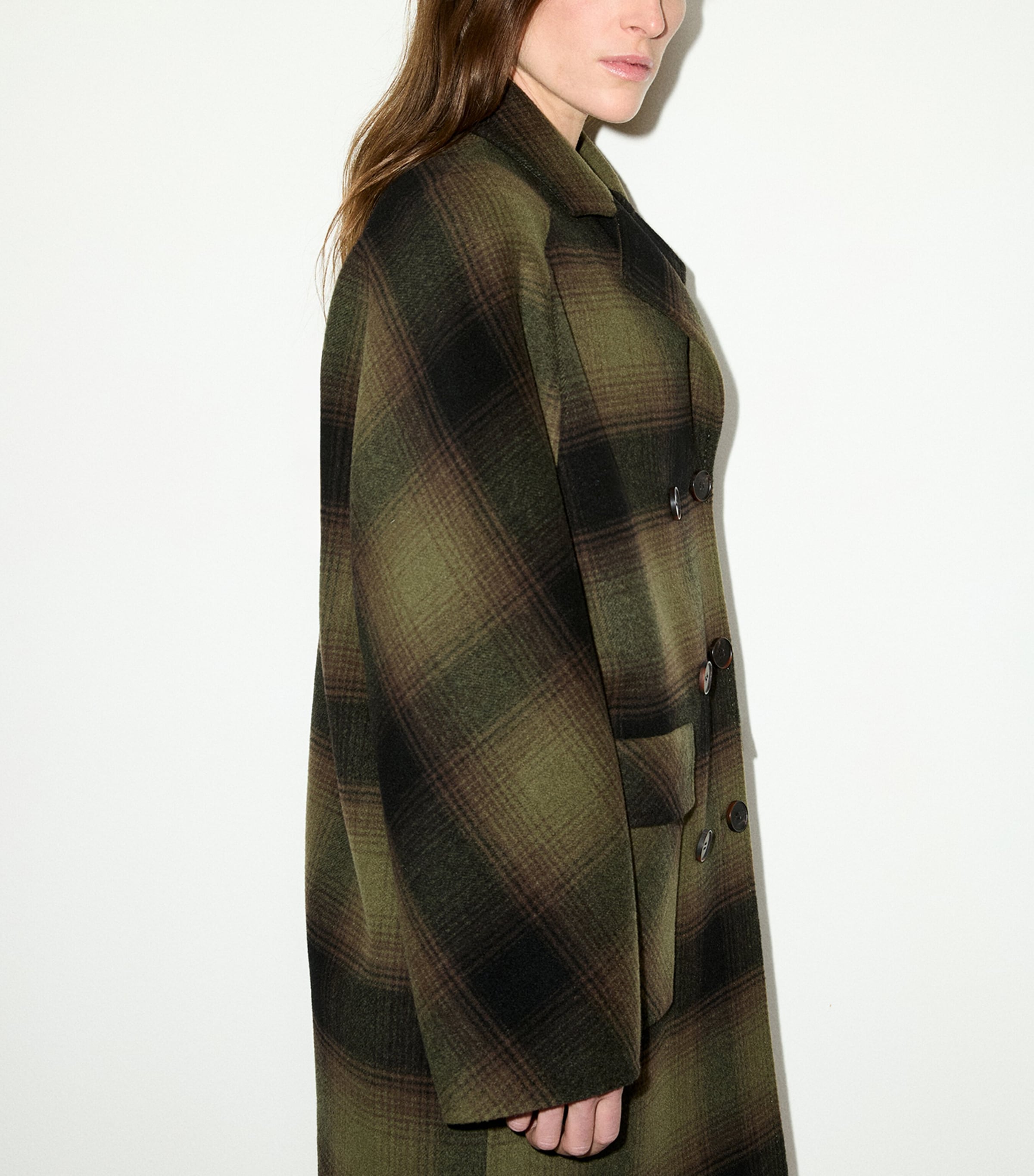 MAX&Co. Womens Virgin Wool Blurred Check Coat Green Image 5