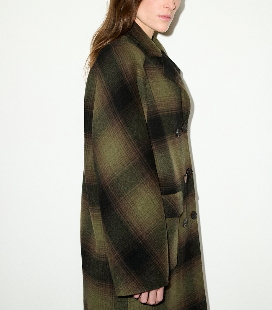 MAX&Co. Womens Virgin Wool Blurred Check Coat Green Image 5