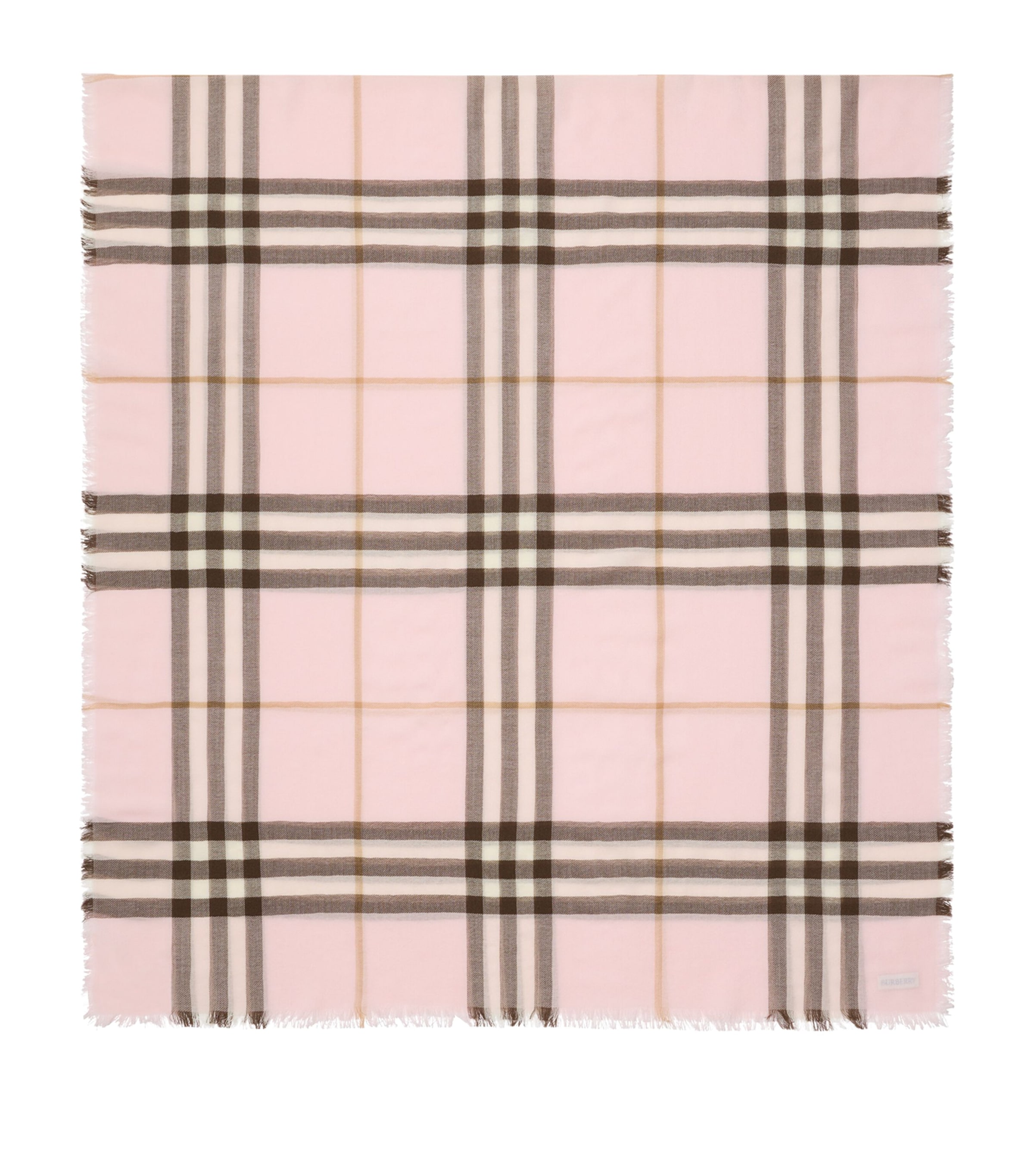 Burberry Wide Check Wool Scarf In Pink