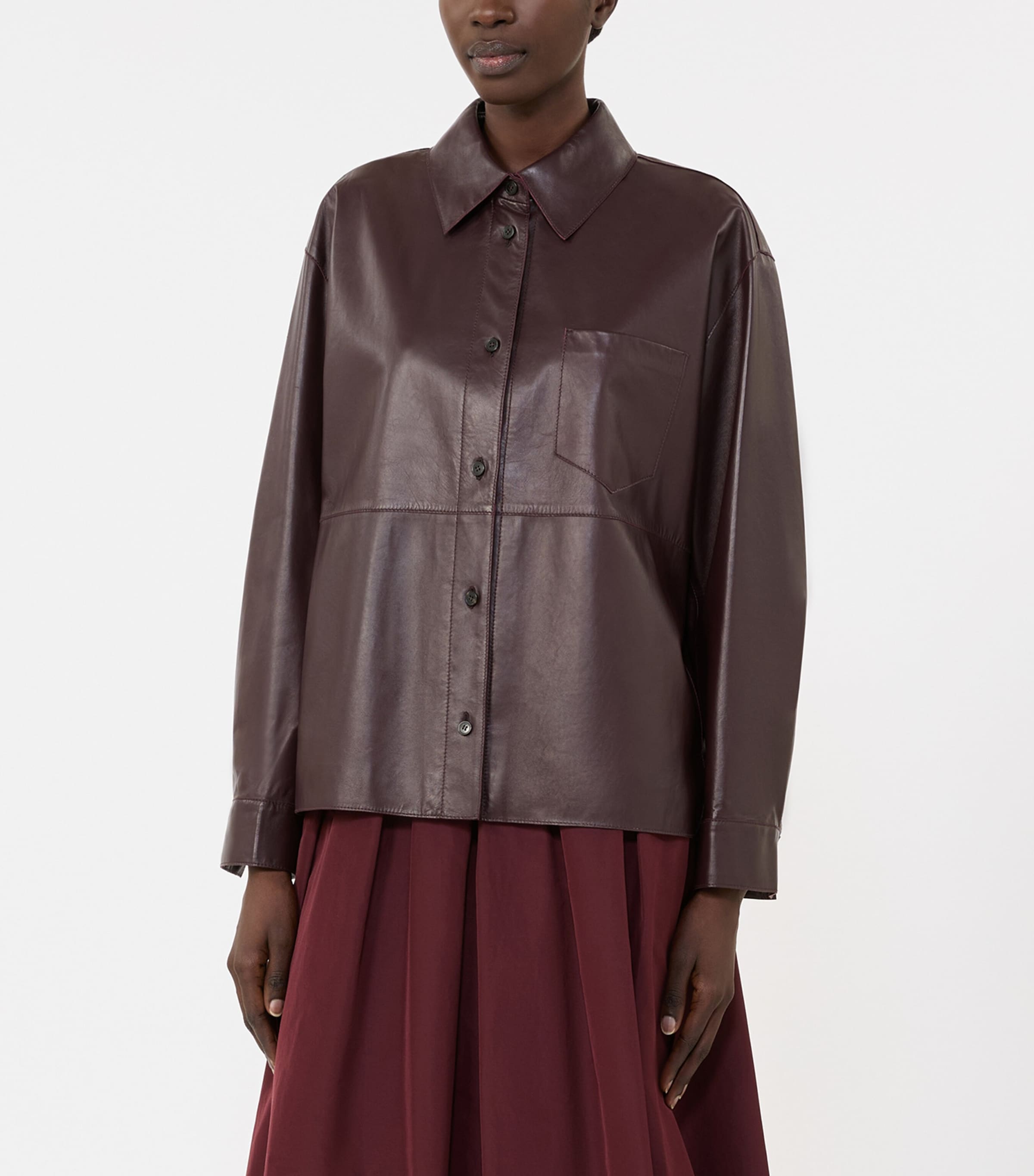 Weekend Max Mara Womens Nappa Leather Shirt Jacket Bordeaux Image 4