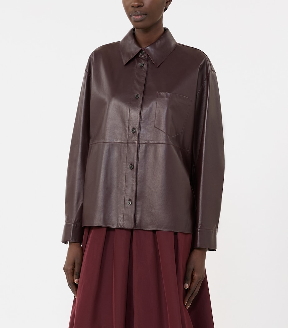 Weekend Max Mara Womens Nappa Leather Shirt Jacket Bordeaux Image 4