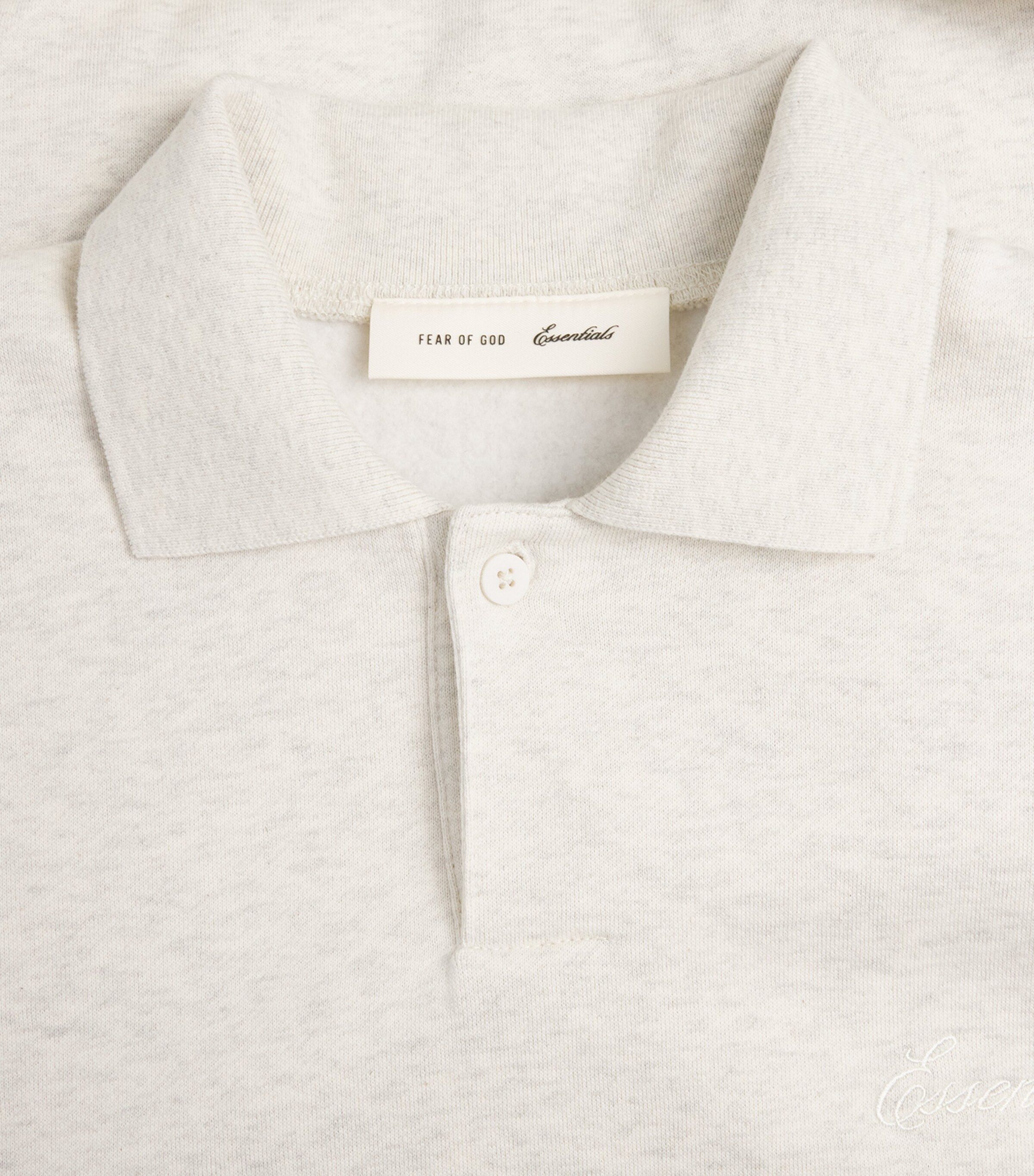 FEAR OF GOD ESSENTIALS Mens Cotton-Blend Logo Polo Sweatshirt Oatml Hthr/lght Hthr Image 6