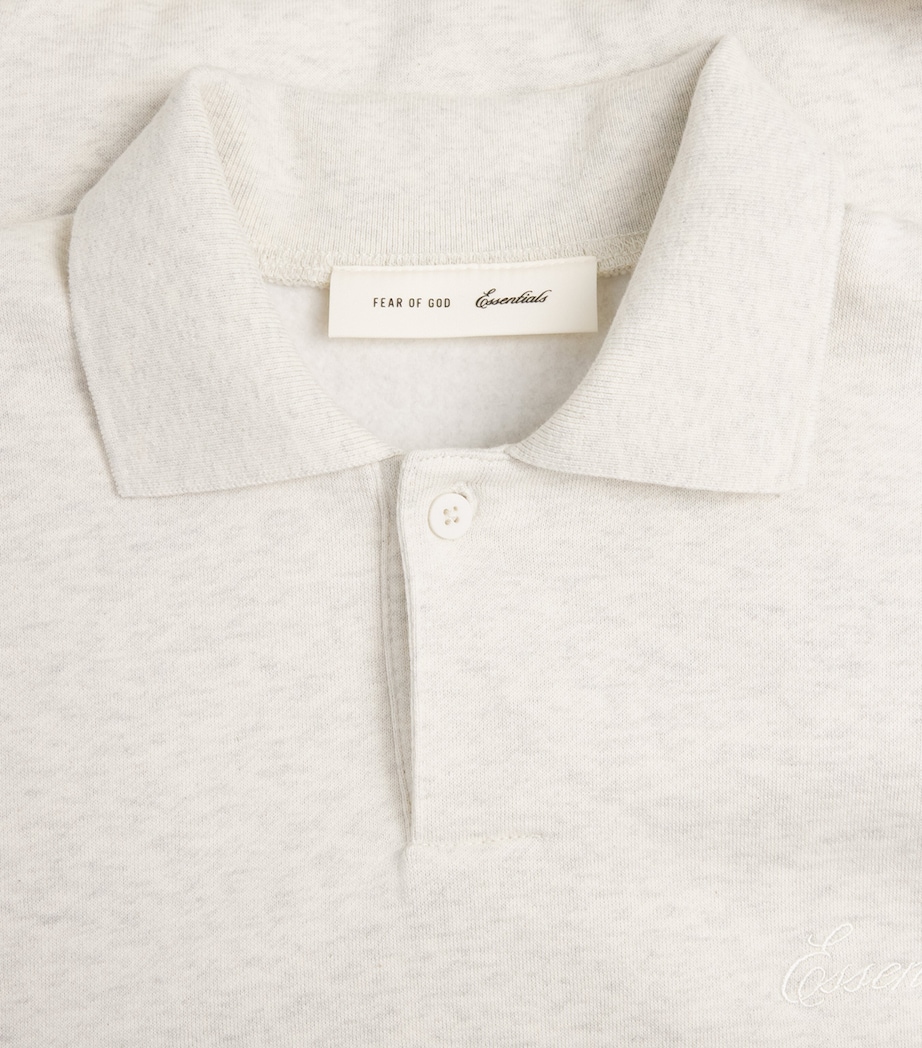 FEAR OF GOD ESSENTIALS Mens Cotton-Blend Logo Polo Sweatshirt Oatml Hthr/lght Hthr Image 6