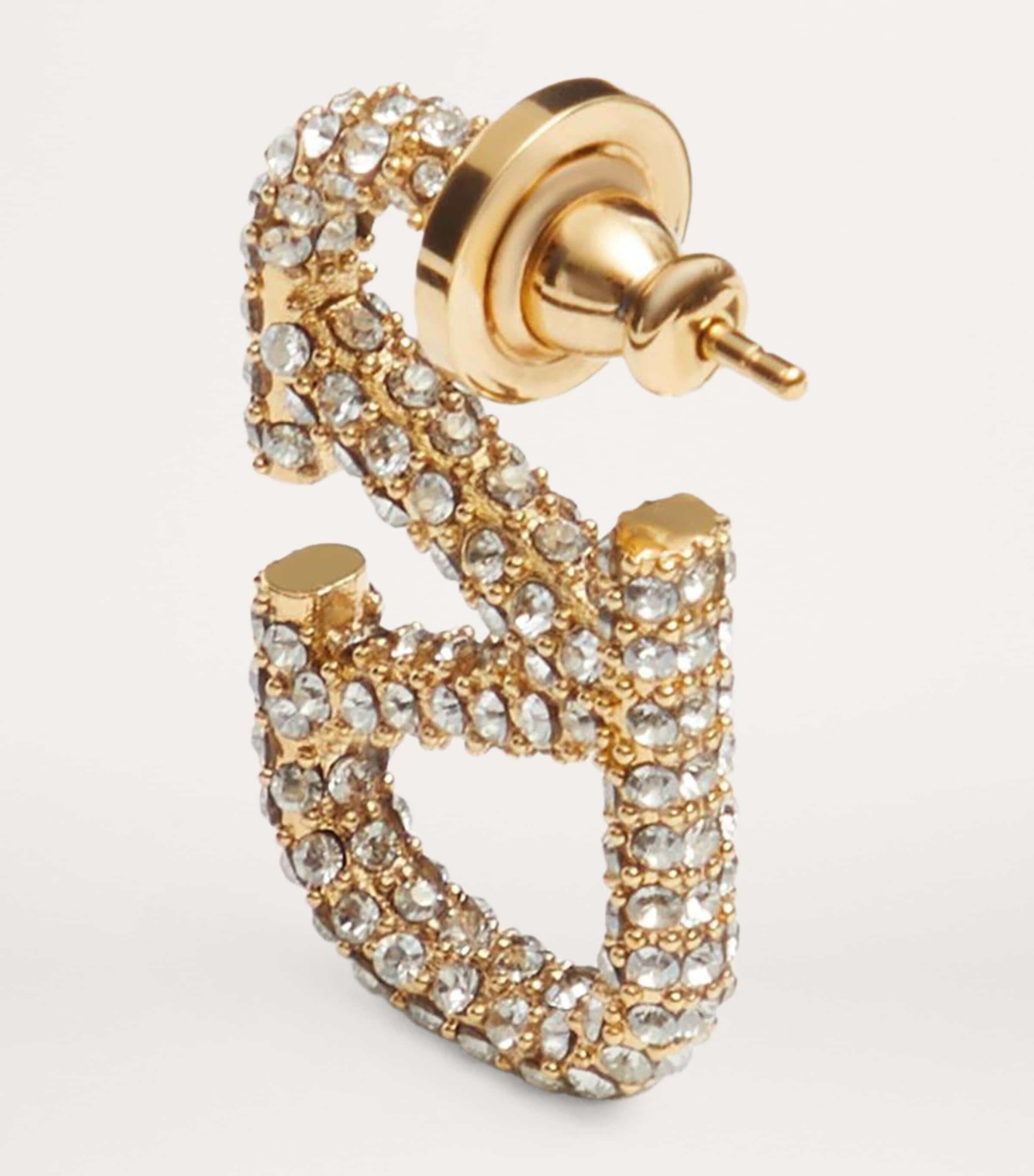 VLogo Signature Strass Hoop Earrings MH5 Image 2