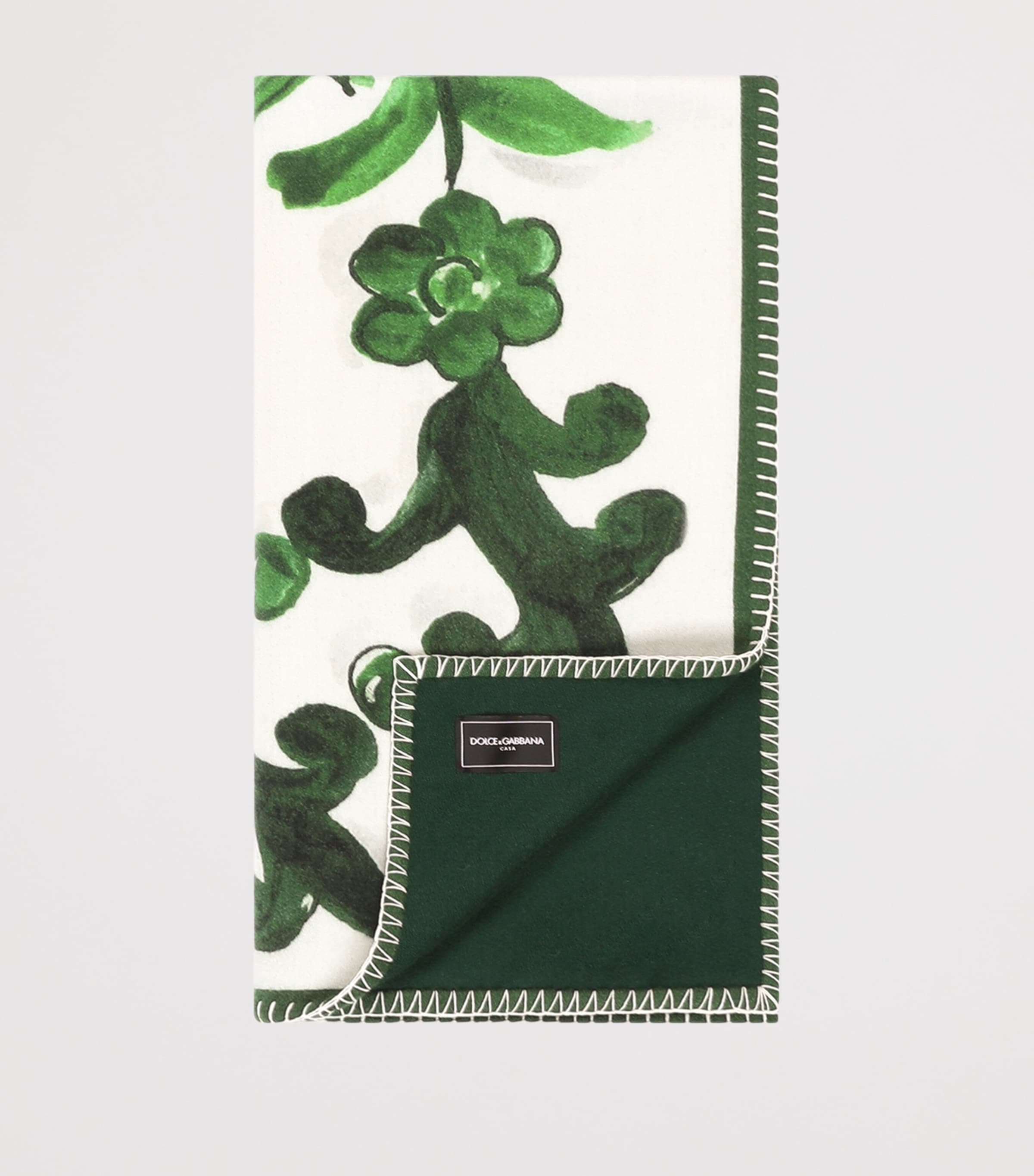 Wool-Silk Majolica Print Throw (140cm x 180cm) UV013-VERDE FD.BIANC Image 2