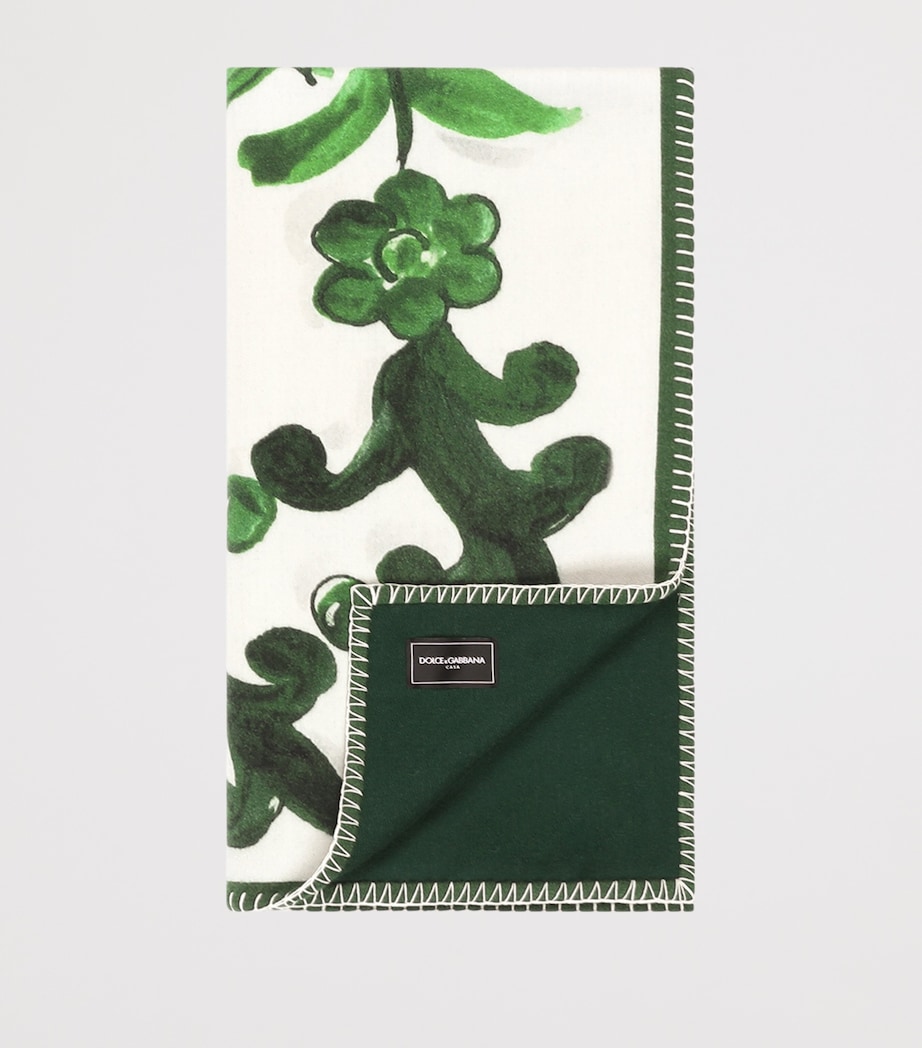 Wool-Silk Majolica Print Throw (140cm x 180cm) UV013-VERDE FD.BIANC Image 2