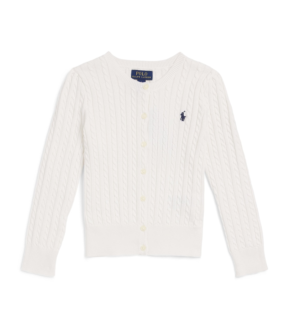 Ralph Lauren Kids Cotton Cable-Knit Cardigan (2-6 Years) Optic White W/ Navy Image 1