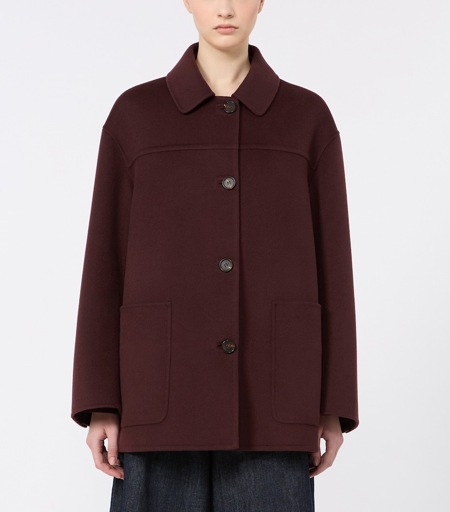 Max Mara Womens Virgin Wool Short Coat Dark Red Image 3