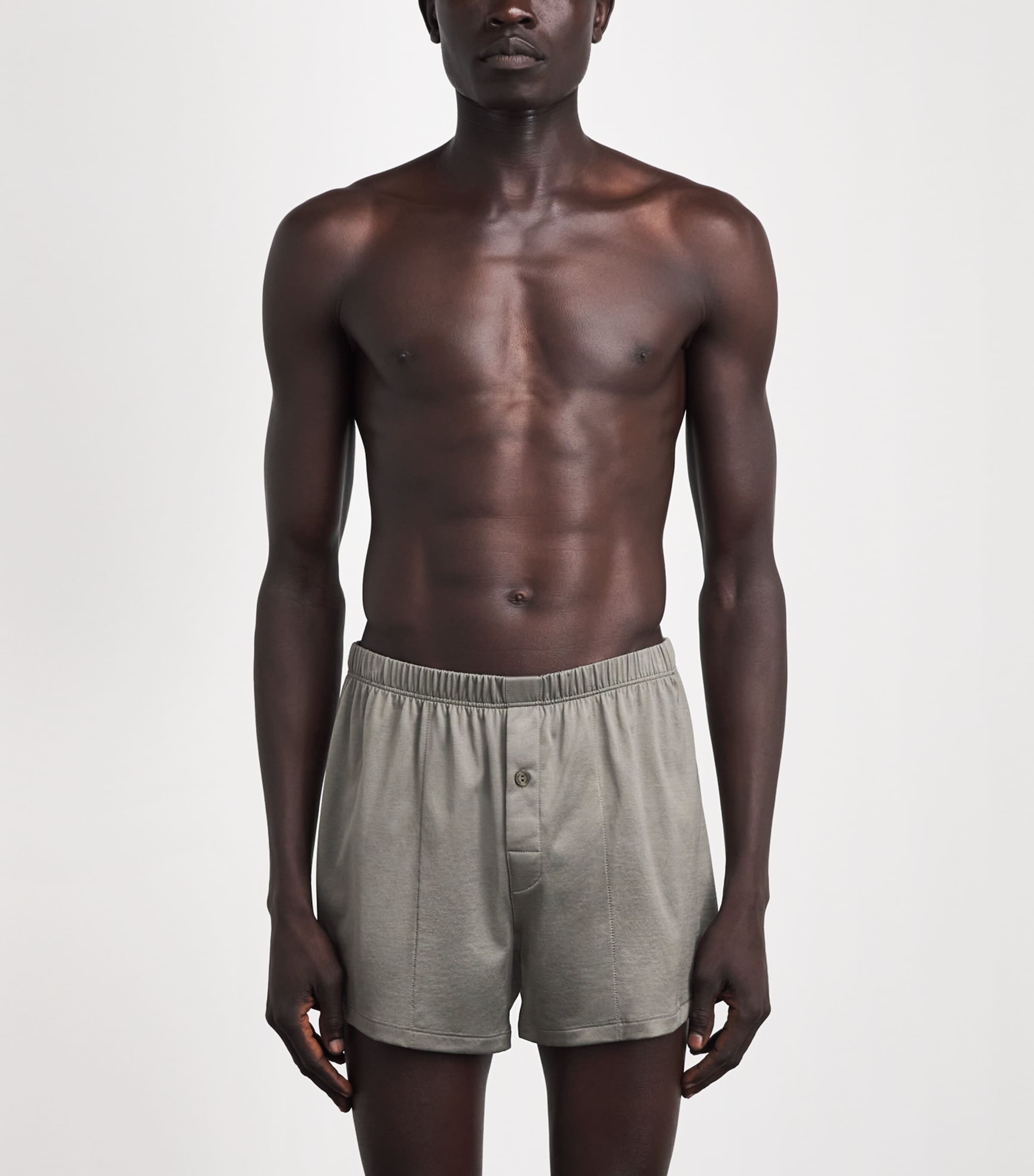 Hanro Mens Cotton Boxer Shorts Smokey Olive Image 2