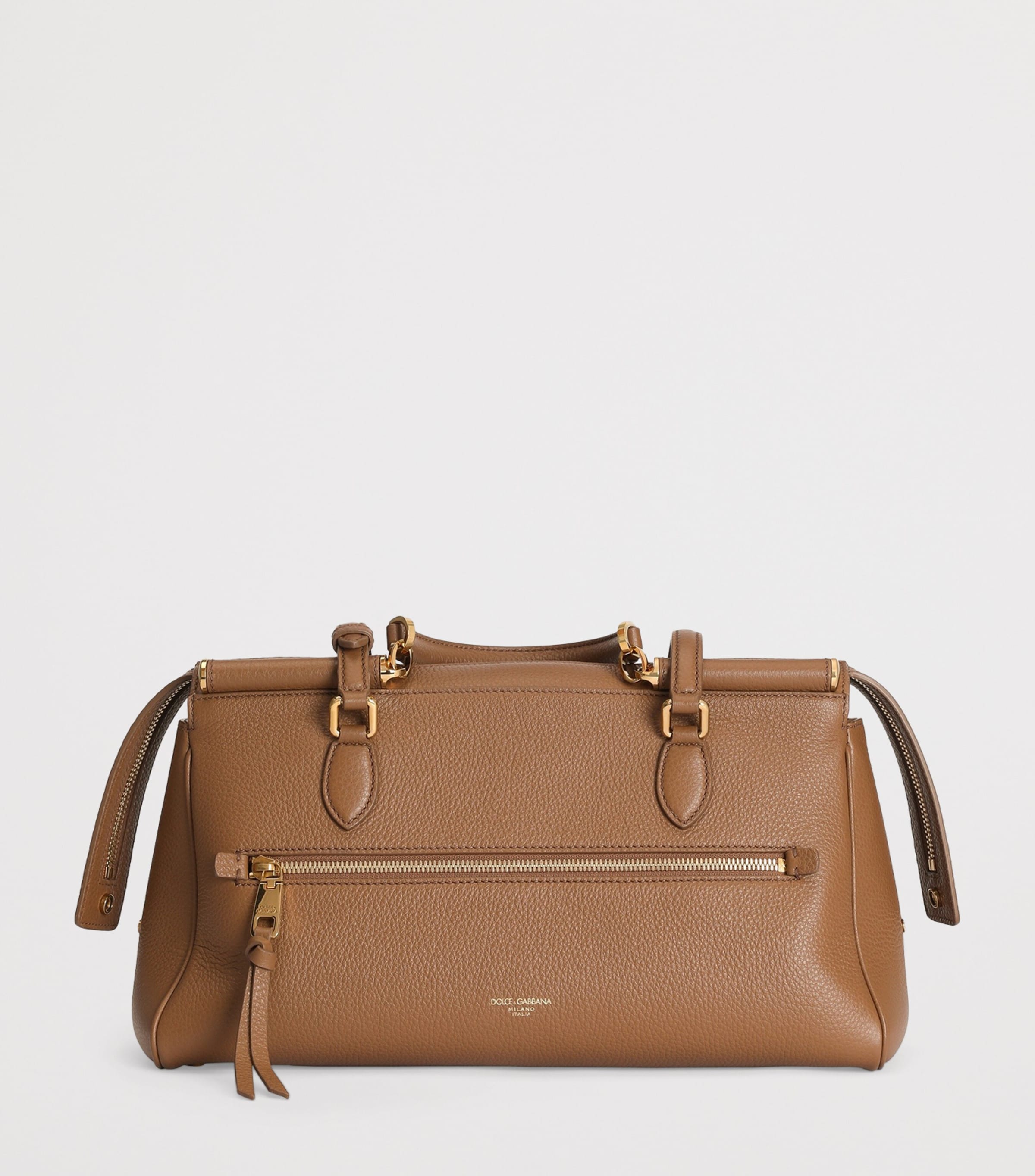 Dolce&Gabbana Calfskin Vittoria Shoulder Bag Caramello Image 5