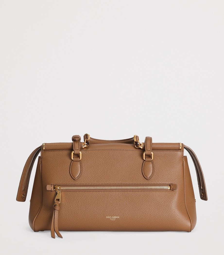 Dolce&Gabbana Calfskin Vittoria Shoulder Bag Caramello Image 5