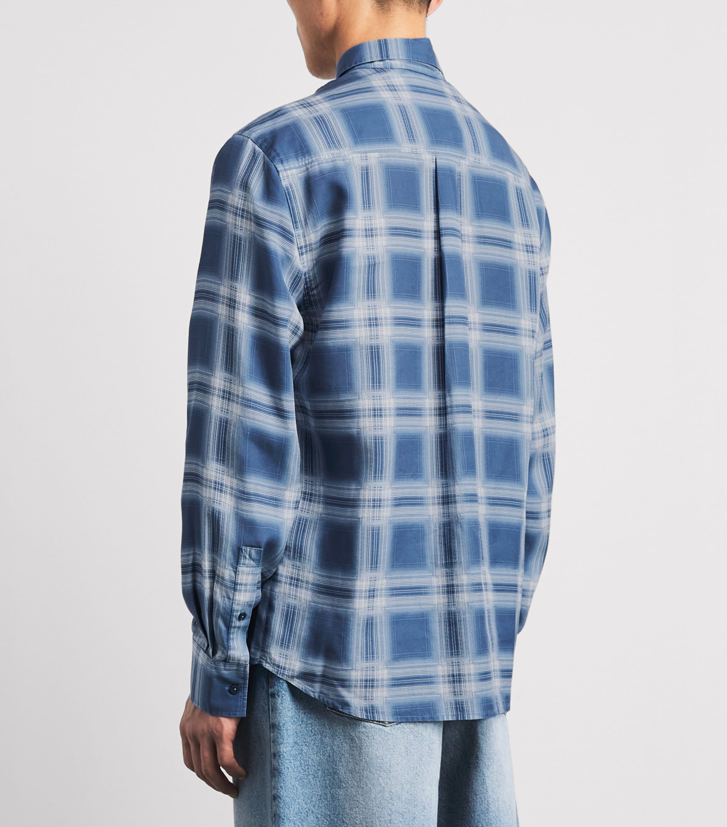 7 For All Mankind Mens Check Shirt Mid Blue Image 5