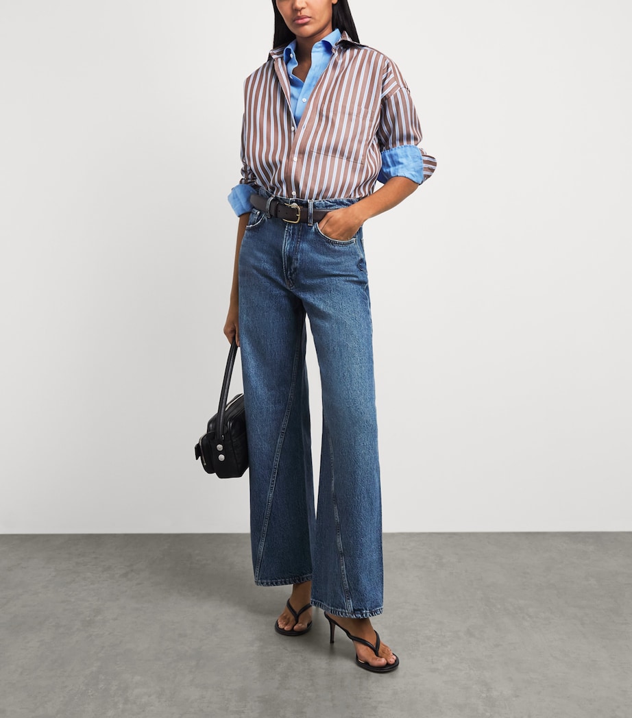 With Nothing Underneath Womens Linen The Boyfriend Shirt Cornflower Blue Image 2