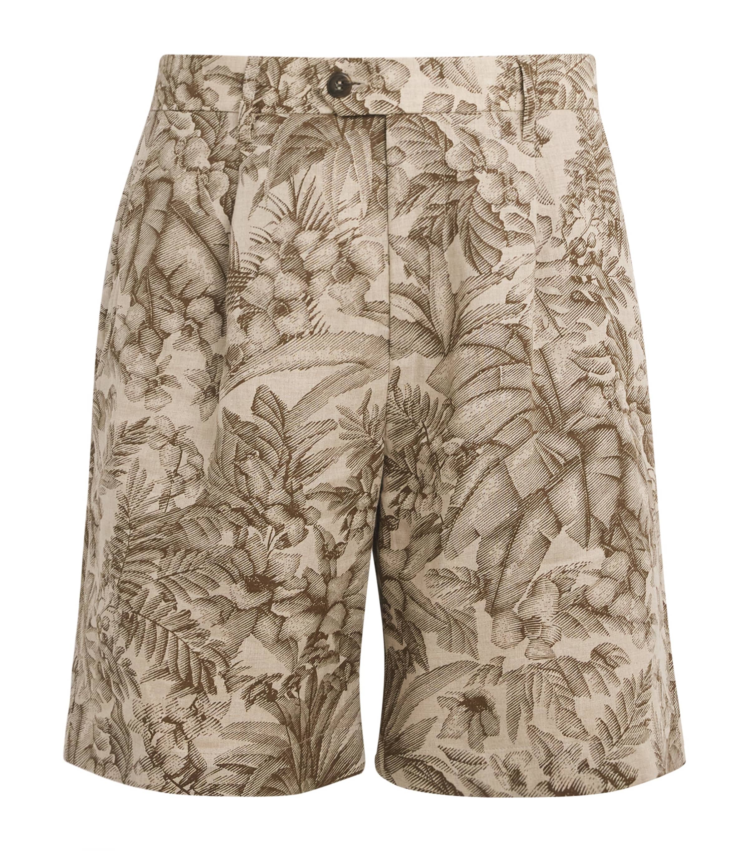 Eleventy X Harrods Linen Printed Bermuda Shorts In Multi