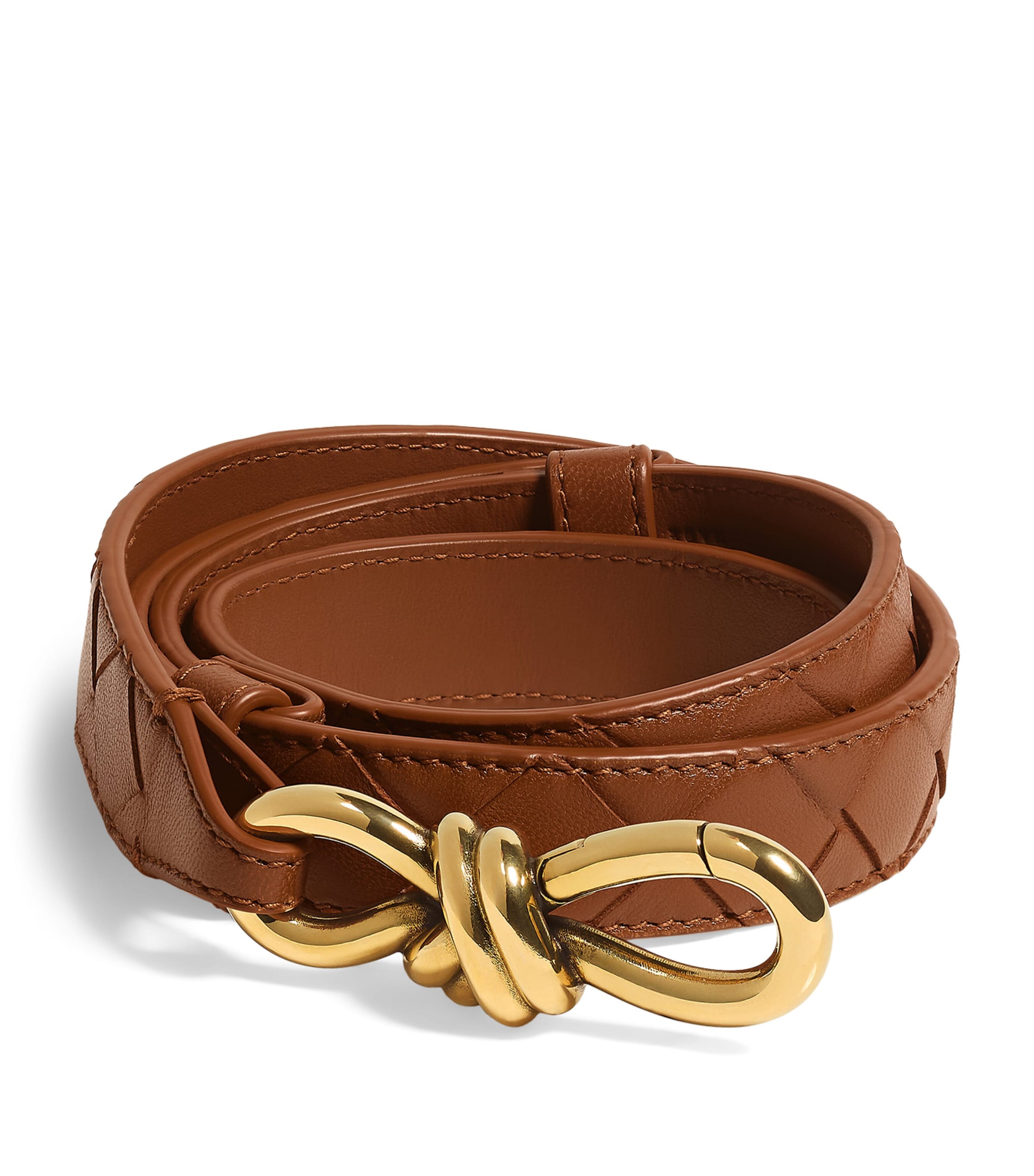 Bottega Veneta Leather Intrecciato Andiamo Belt Image 1