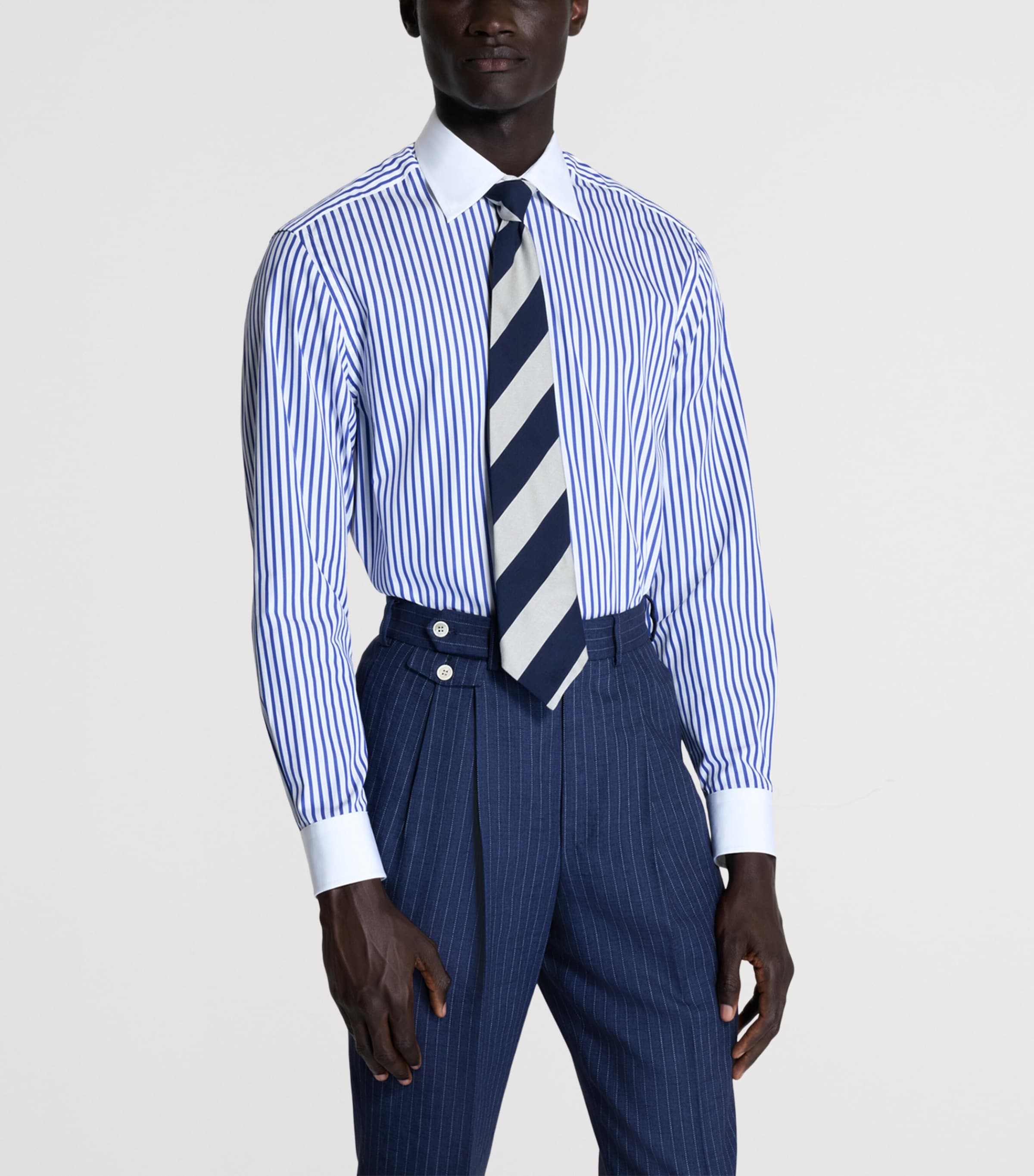 Dunhill Mens Cotton Stripe Shirt White Image 4