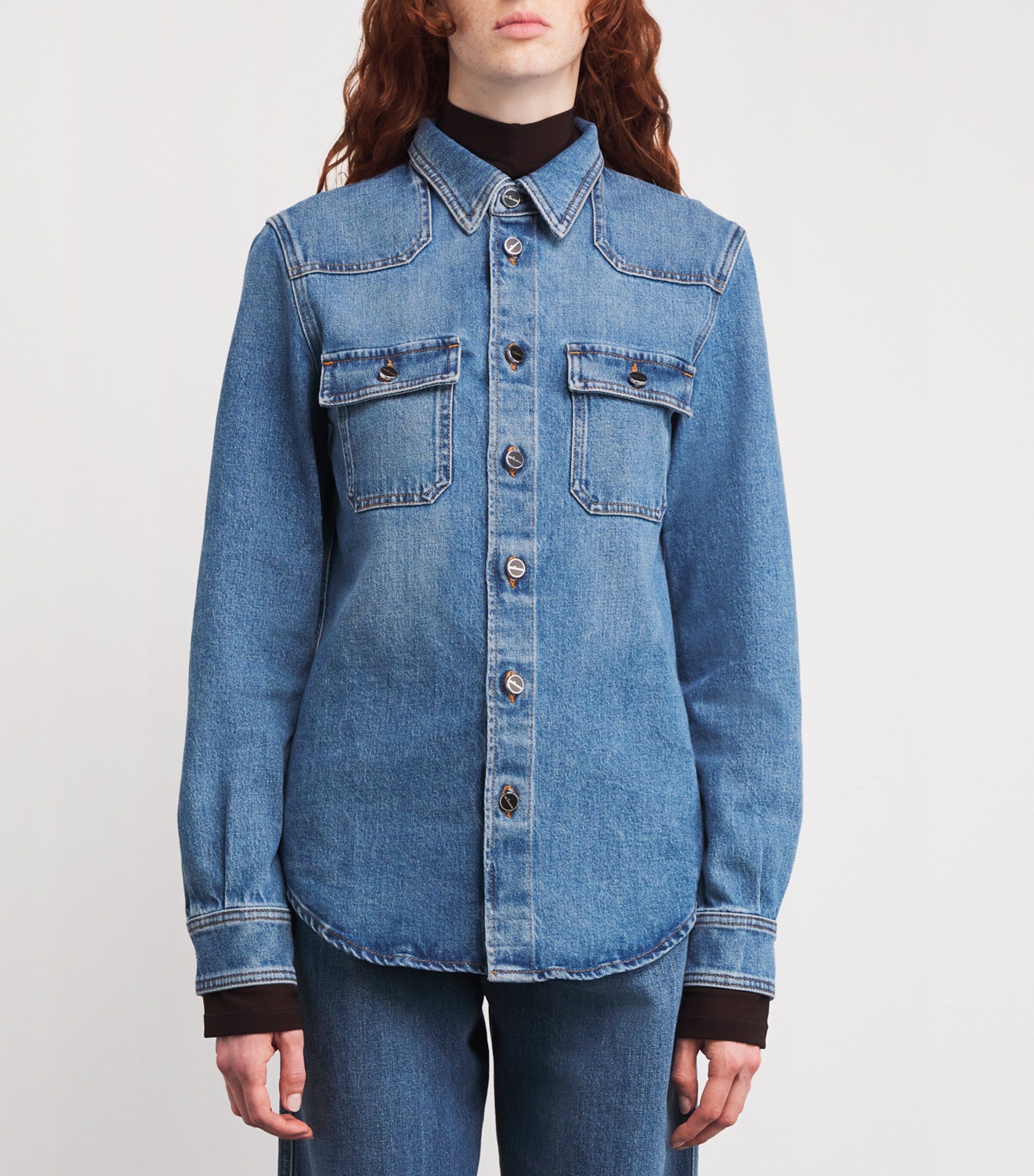 Kiton Womens Denim Long-Sleeve Shirt Medium Blue Image 3