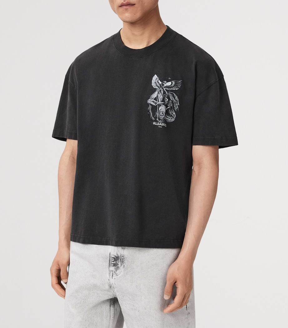 AllSaints Mens Angel-Print Seraph T-Shirt Washed Black Image 3