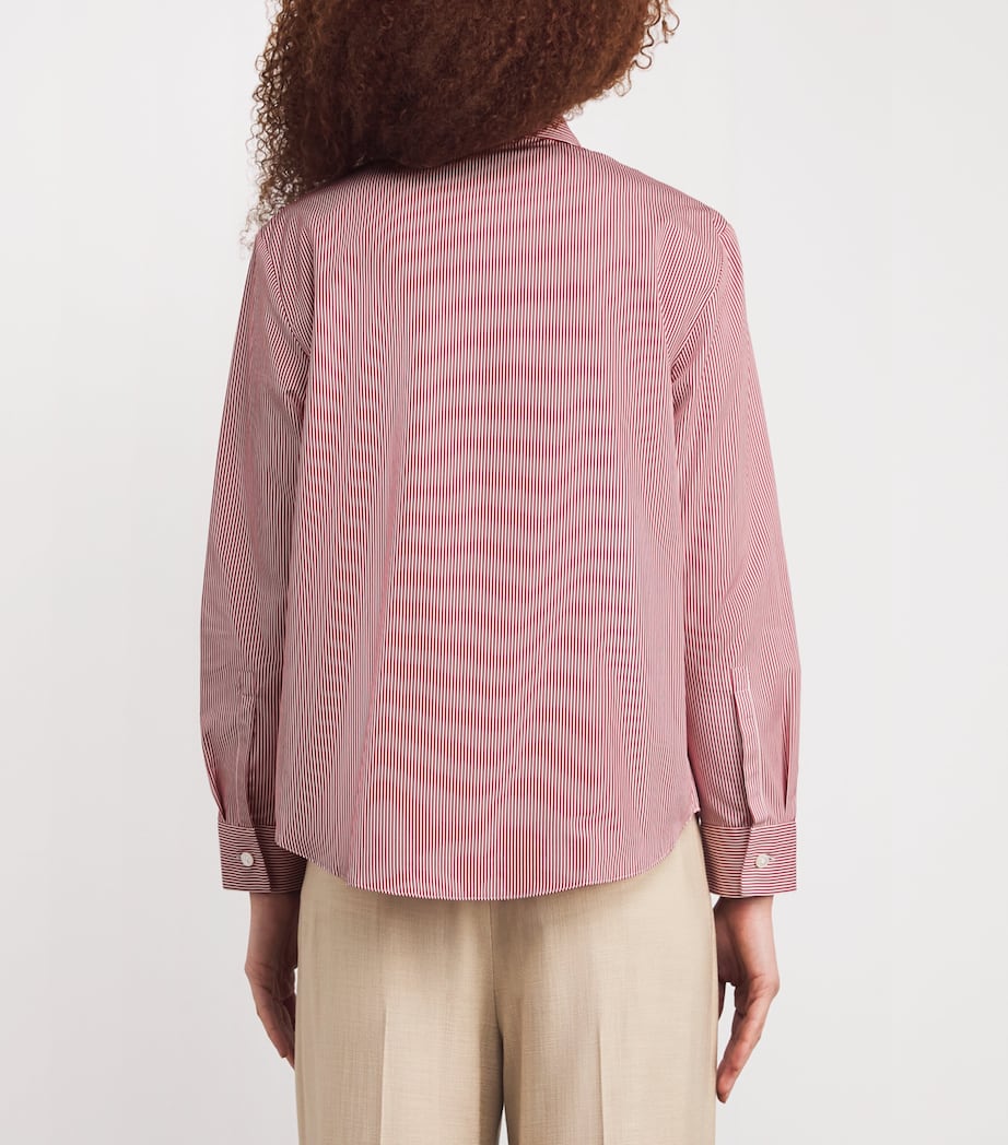 Cotton Stripe Shirt 003 DARK RED Image 4