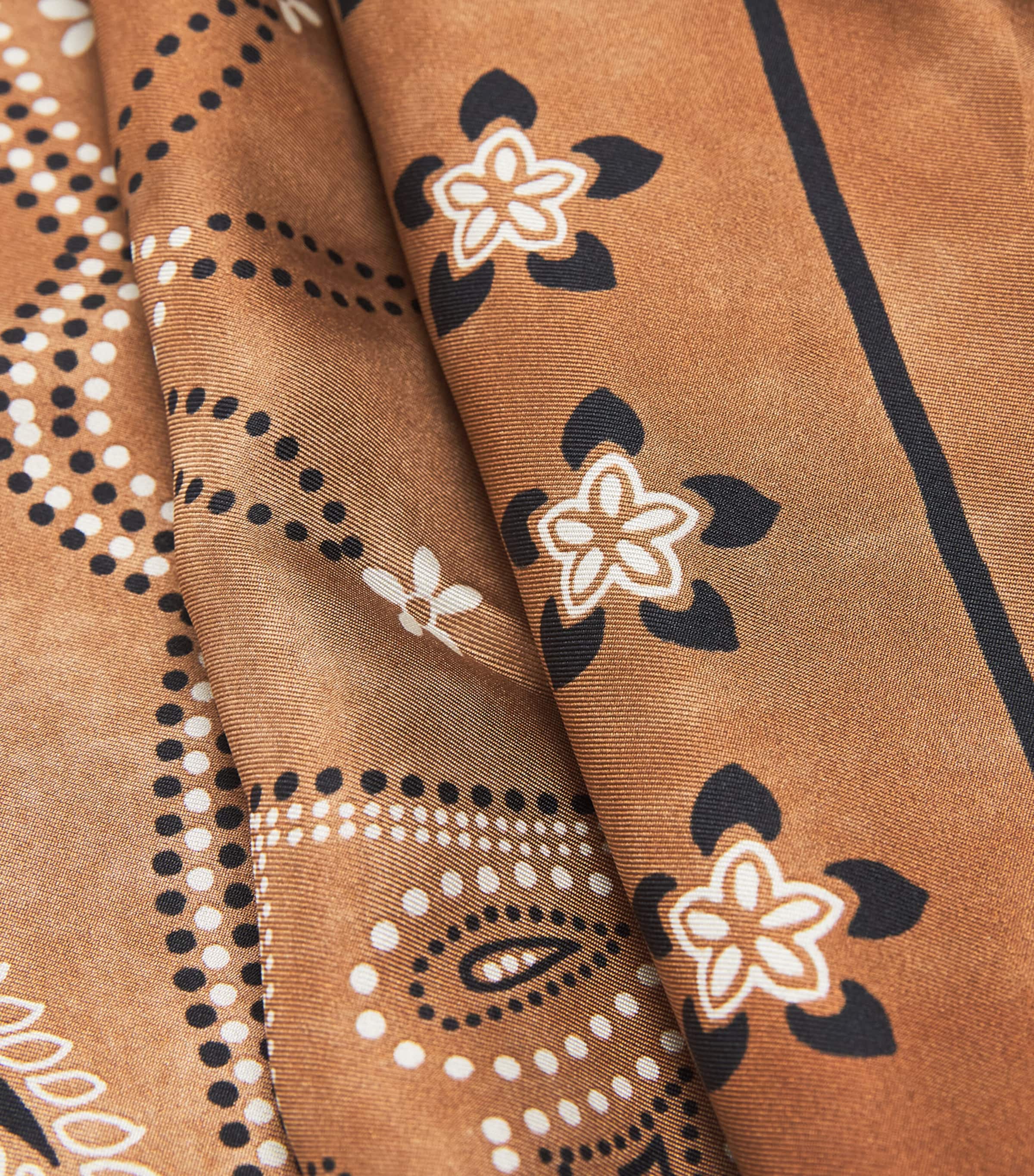 Sandro Paris Silk Bandana Print Scarf Brown / Black Image 3