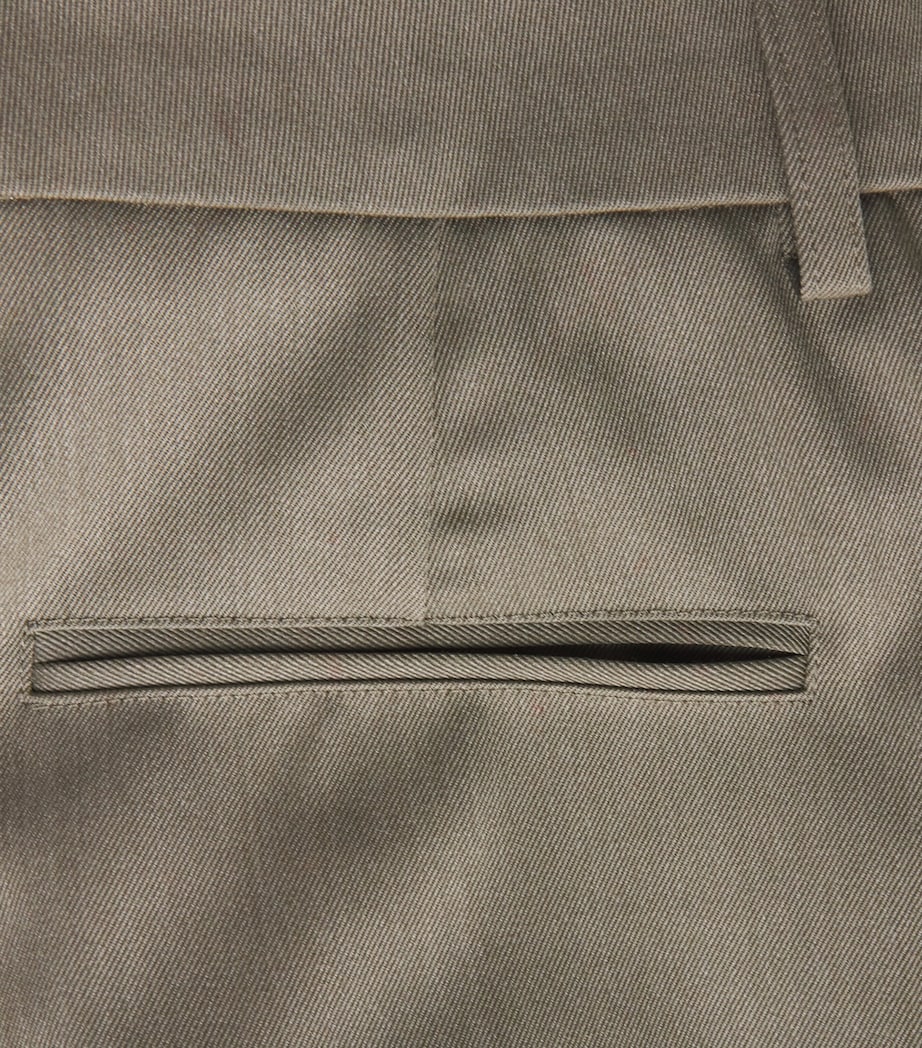 Wool-Blend Straight Tailored Trousers 9639 SAGE MELANGE Image 5